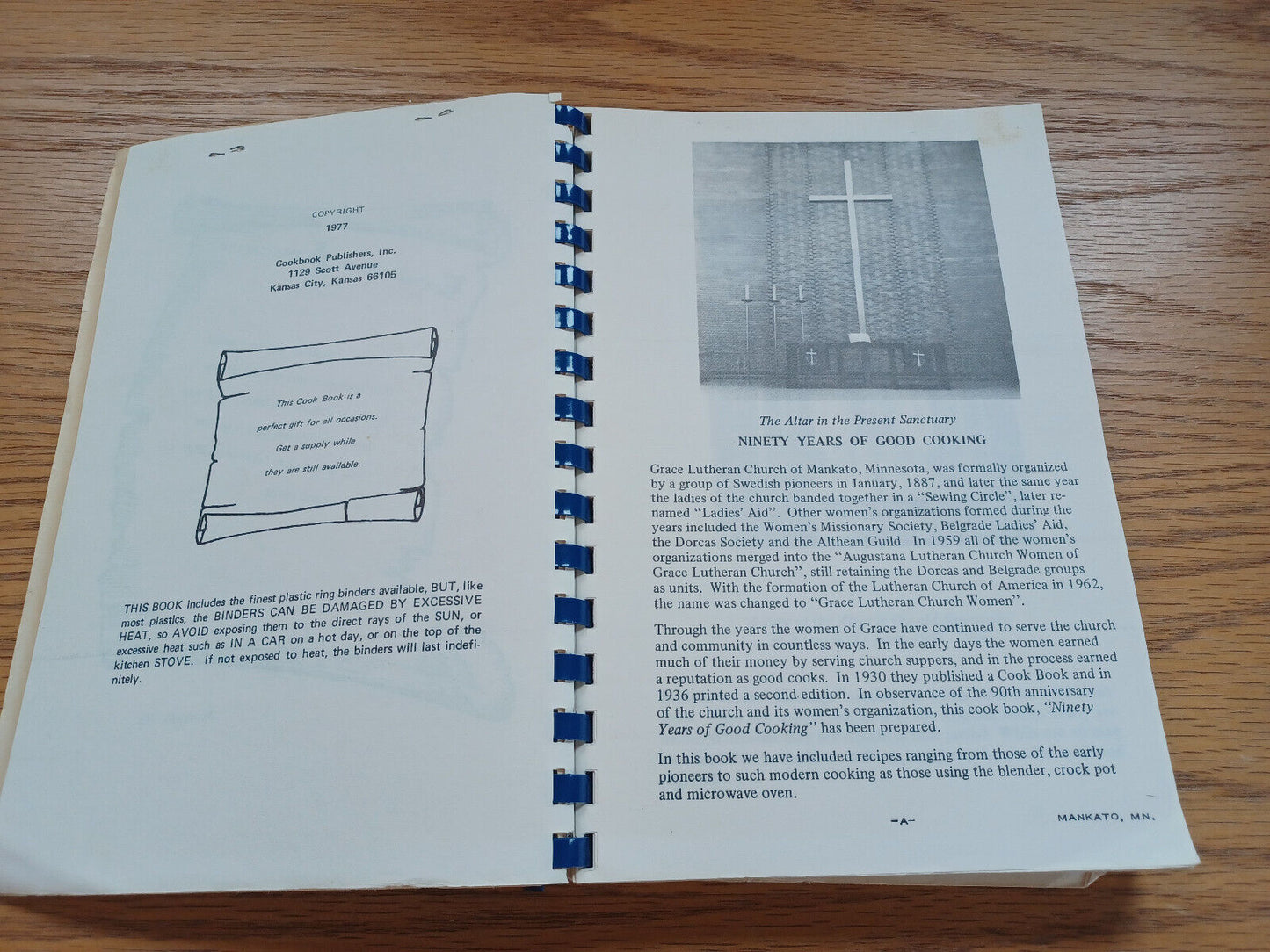 90 Years Of Good Cooking 1887-1977 Grace Lutheran Church Women Mankato Mn