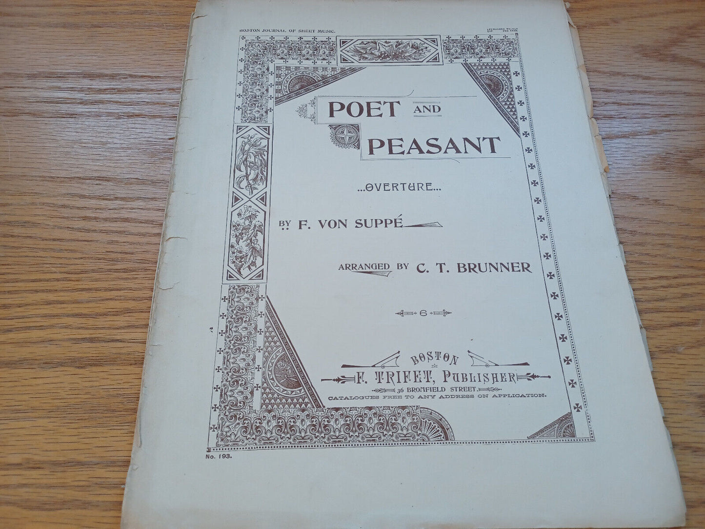 Poets And Peasant Overture F Von Suppe C T Brunner 1899