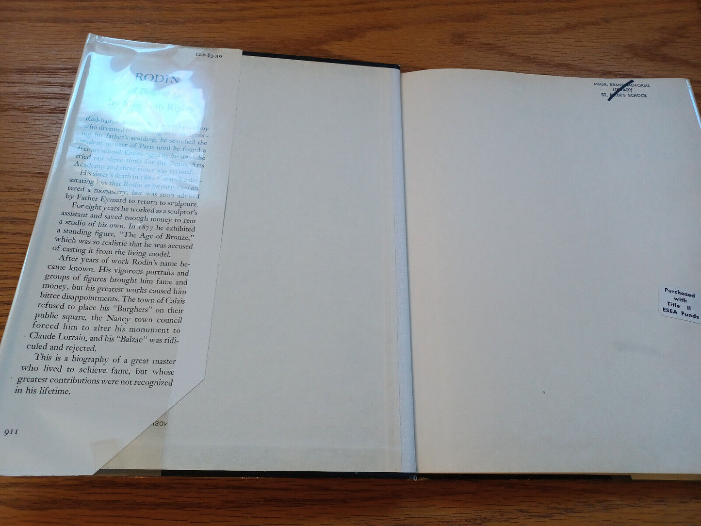 Rodin A Biography Elizabeth Ripley 1966 1St Ed Dust Jacket