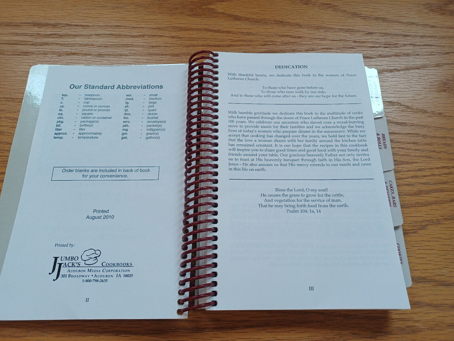 1911-2011 100Th Anniversary Cookbook Peace Lutheran Church Winthrop