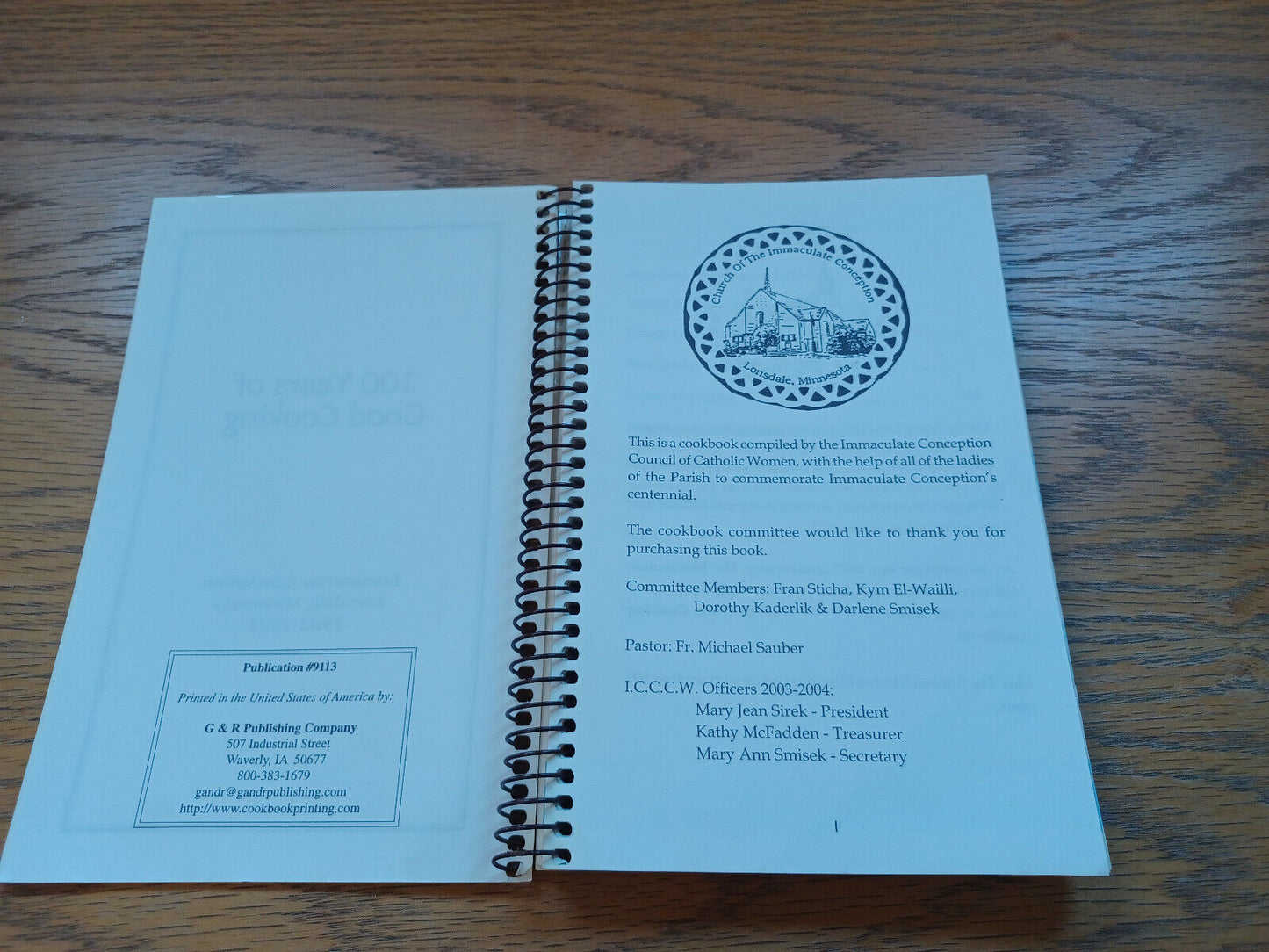 100 Years Of Good Cooking Immaculate Conception 1903-2003