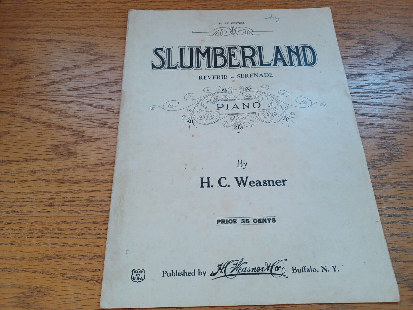 Slumberland Reverie Serenade Piano H C Weasner Elite Edition