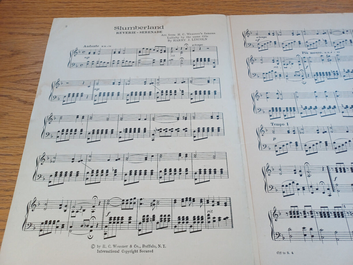 Slumberland Reverie Serenade Piano H C Weasner Elite Edition
