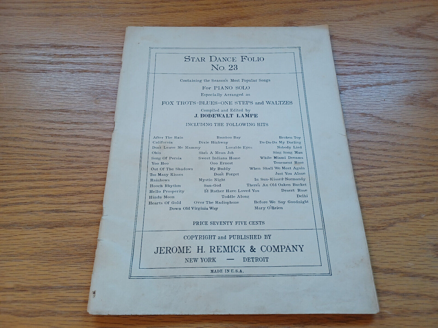 Star Dance Folio No 23 For Piano Solo 1922 J Bodewalt Lampe