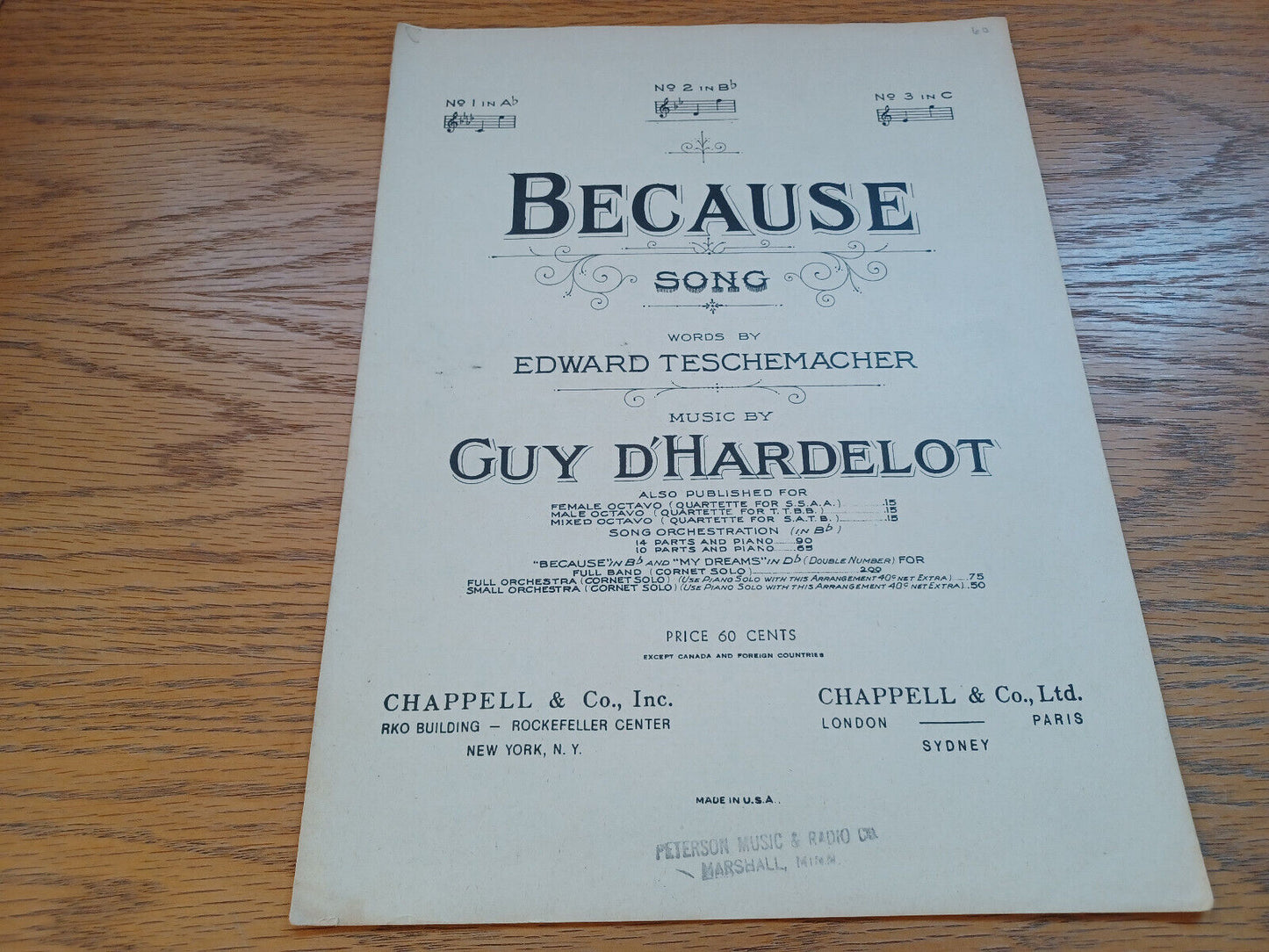 Because Song Edward Tescemacher Guy D'Hardelot 1902