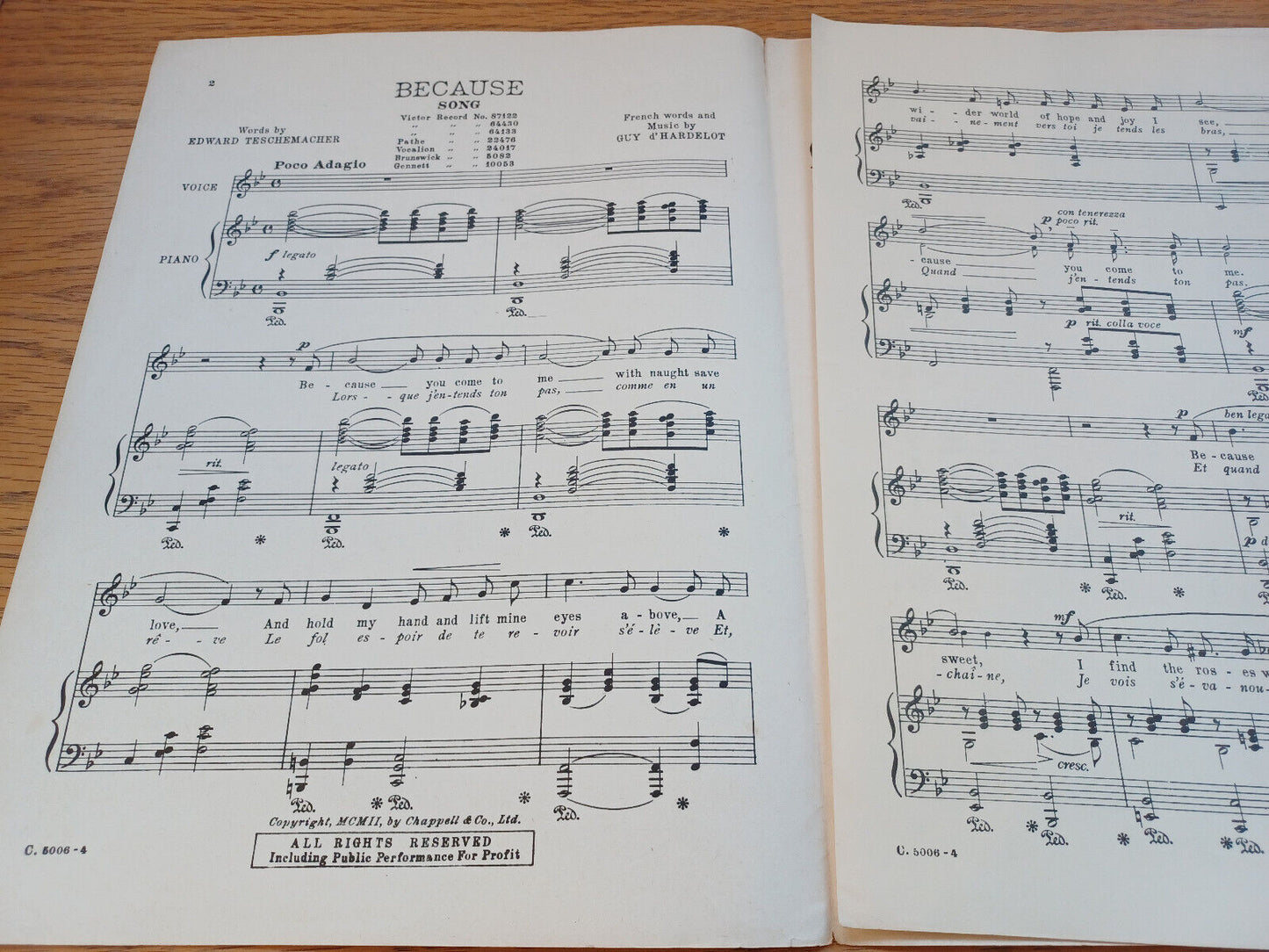 Because Song Edward Tescemacher Guy D'Hardelot 1902