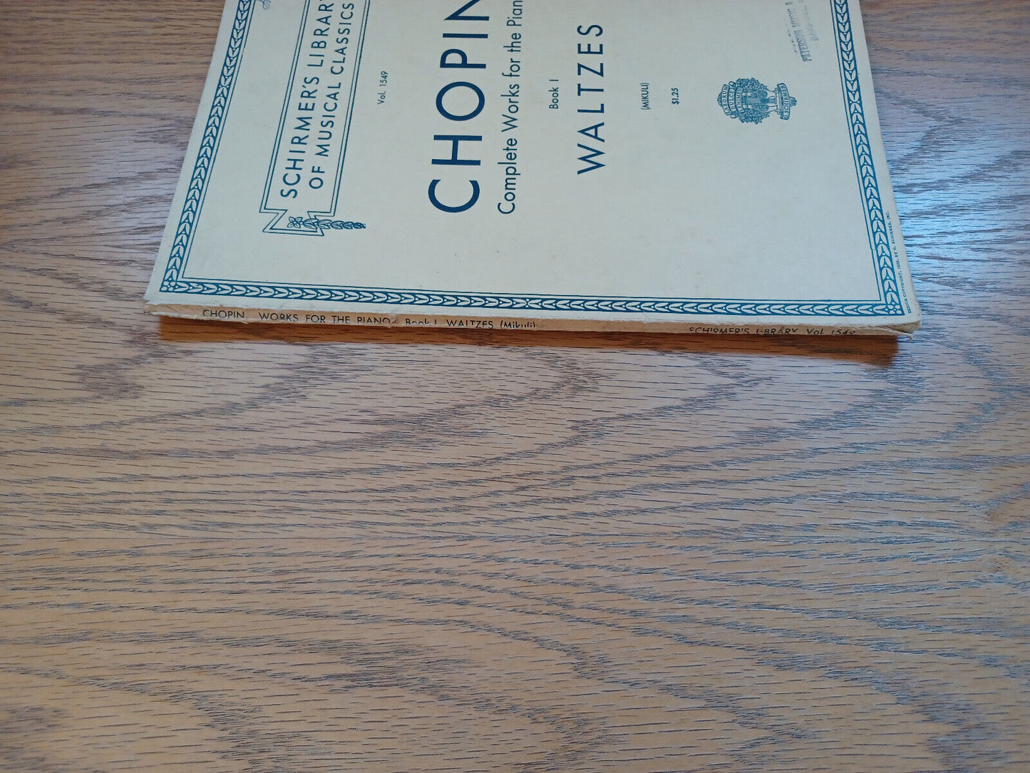 Chopin Complete Works For The Piano Book I Waltzes Schirmer'S Library 1943
