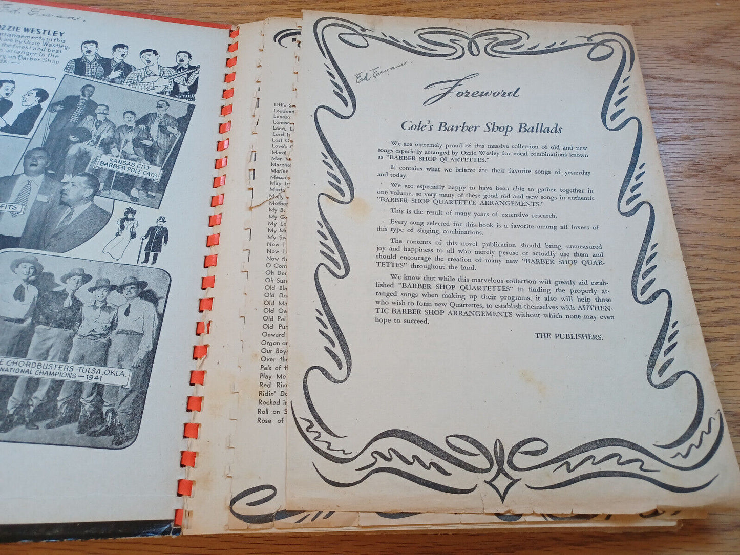 Album Of Favorite Barber Shop Ballads Cole Edition 1944