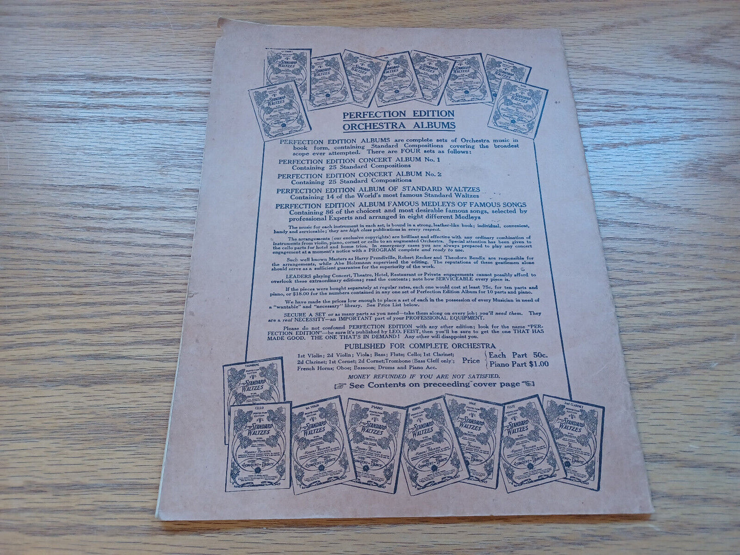 1St Violin Album Of Standard Waltzes For Orchestra Robert Recker 1909