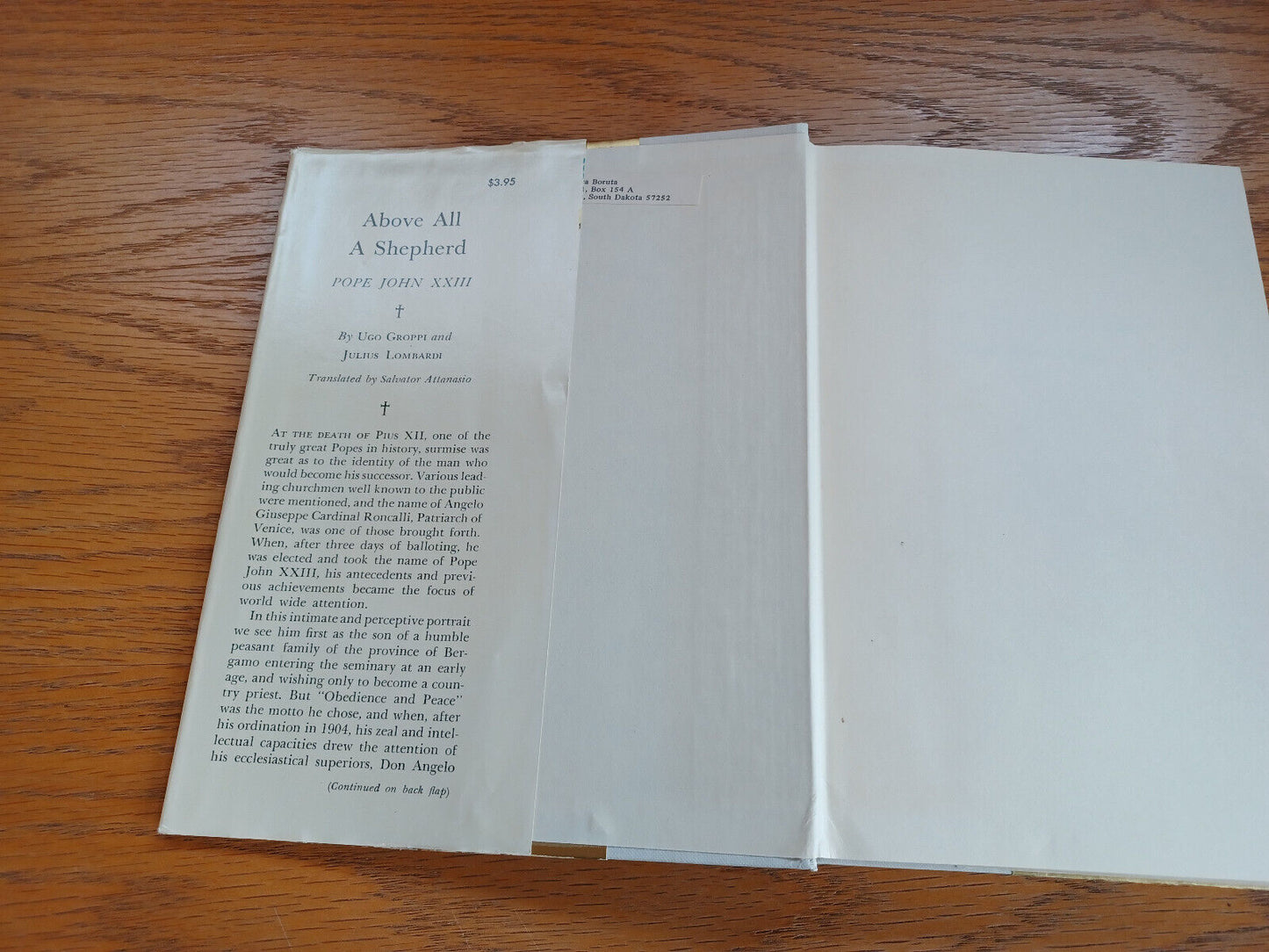 Above All a Shepherd Pope John XXIII Ugo Groppi 1959 Hardcover Dust Jacket P J K