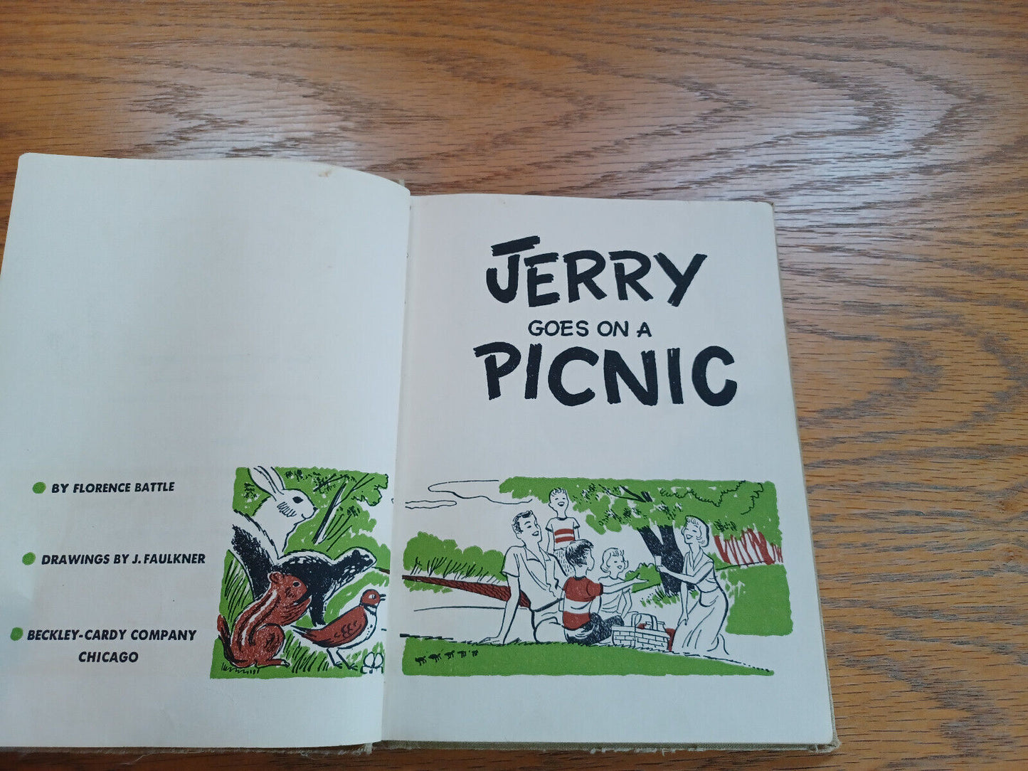 Jerry Goes on a Picnic Florence Battle 1952 Hardcover Beckley Cardy