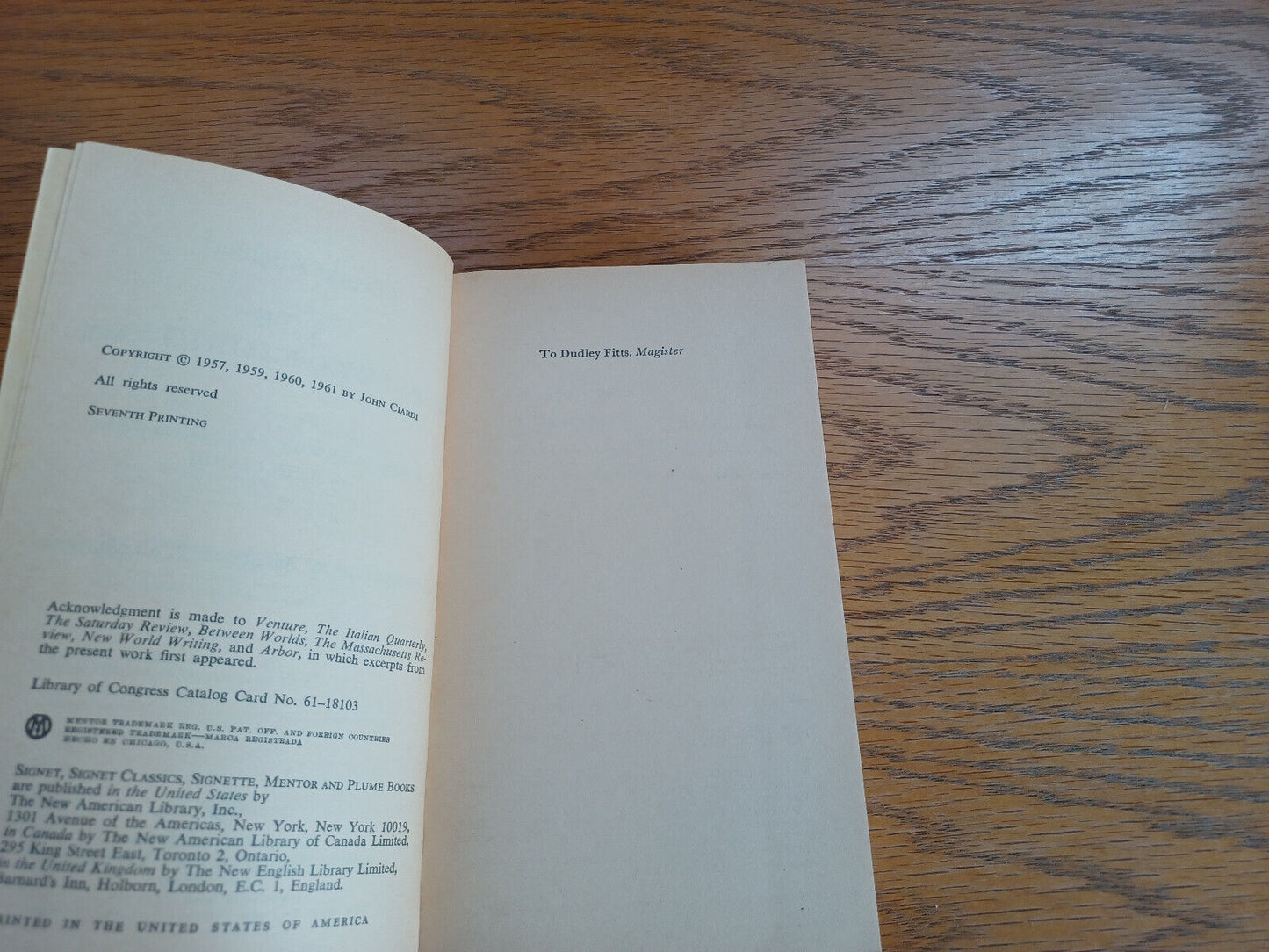 The Purgatorio Dante Alighieri 1961 Paperback New American Library