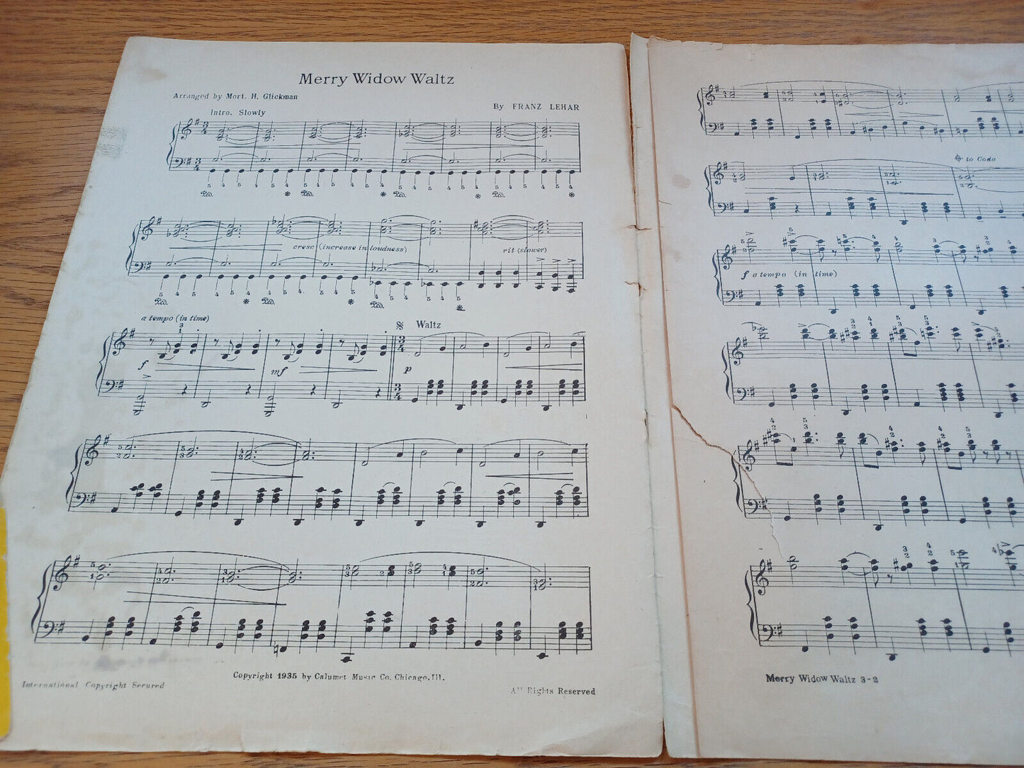 Merry Window Waltz Piano Solo Franz Lehar 1935