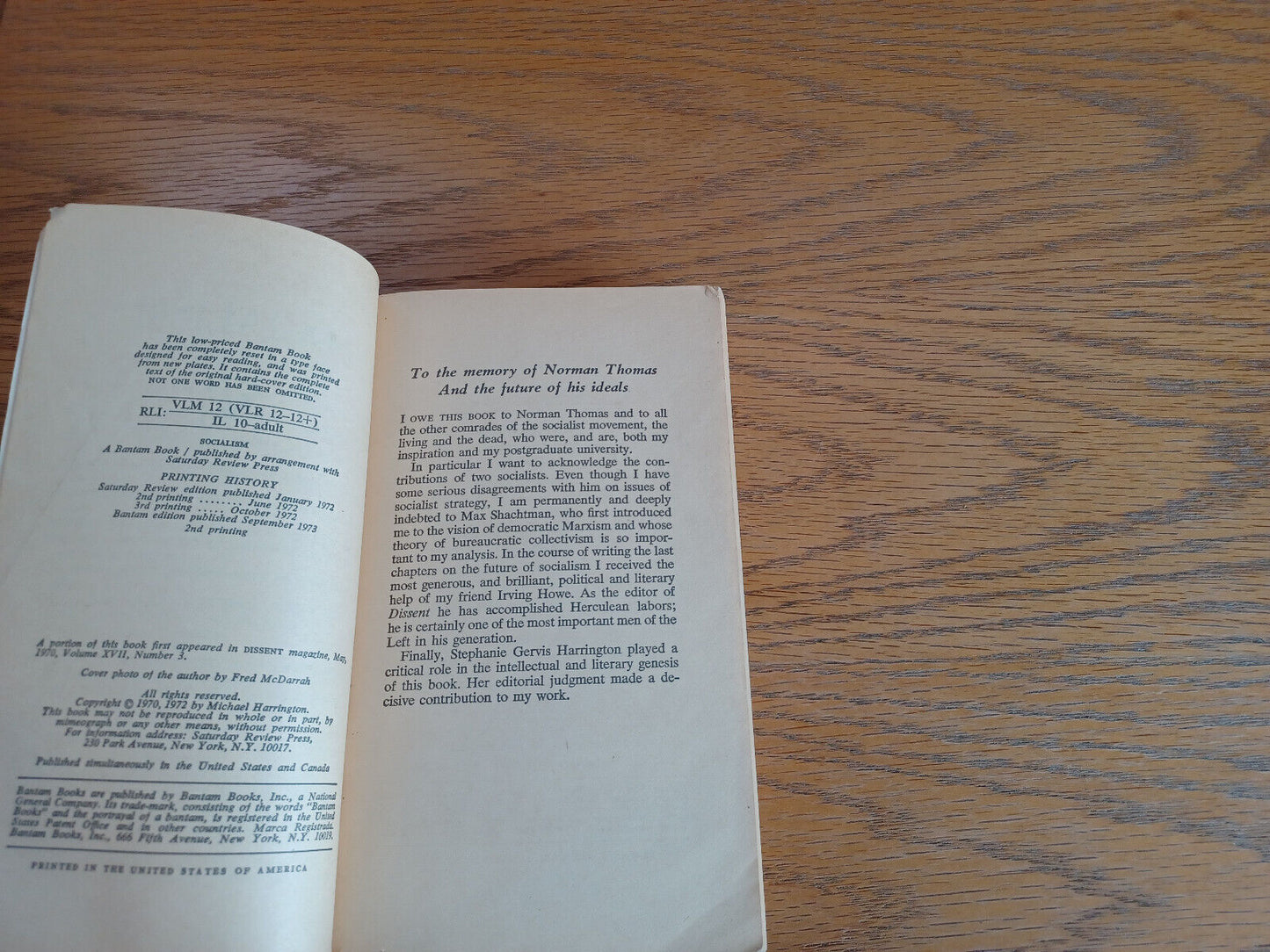 Socialism Michael Harrington 1973 Bantam Books Paperback