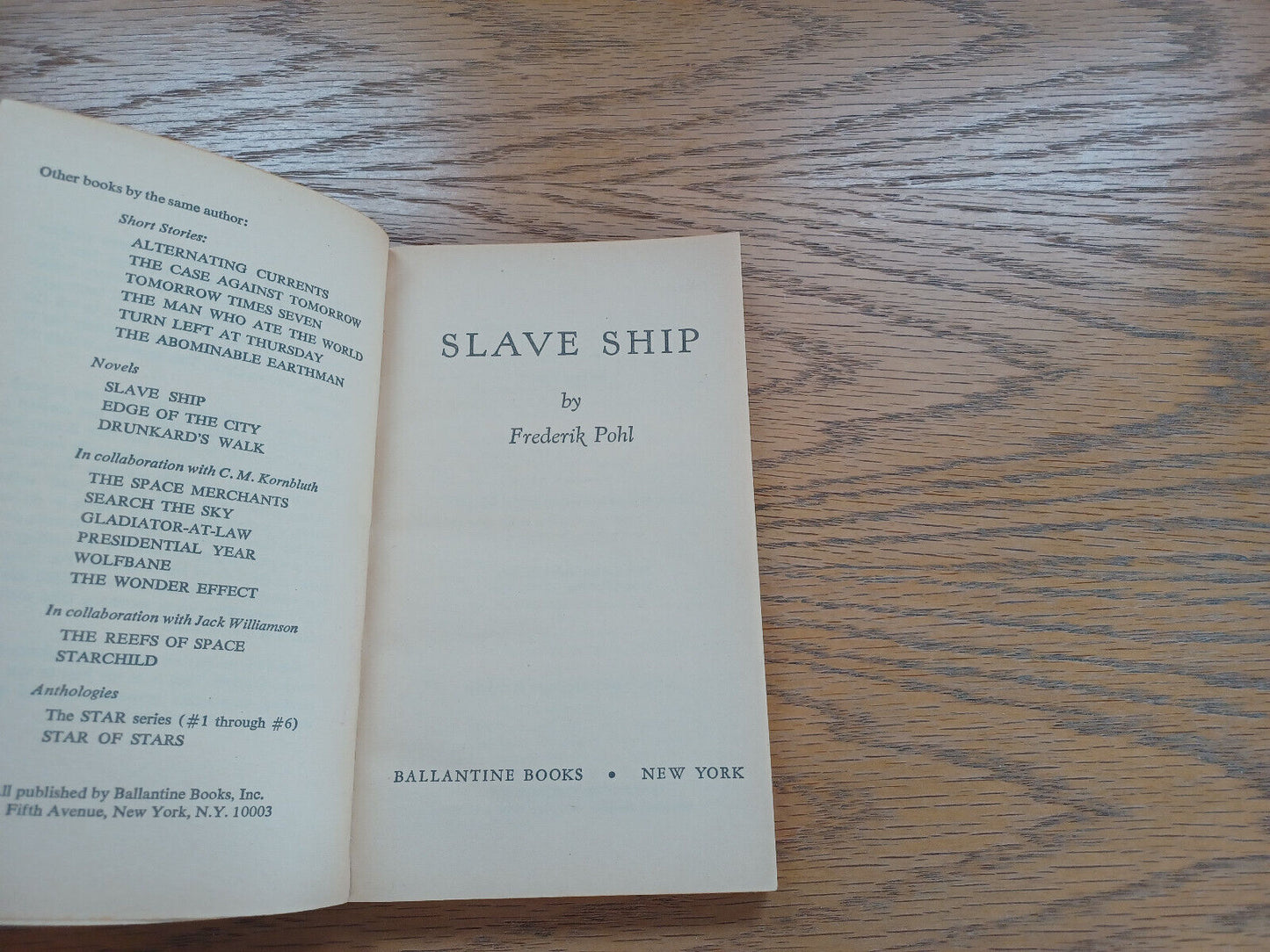 Slave Ship Frederik Pohl 1966 Paperback Ballantine Books