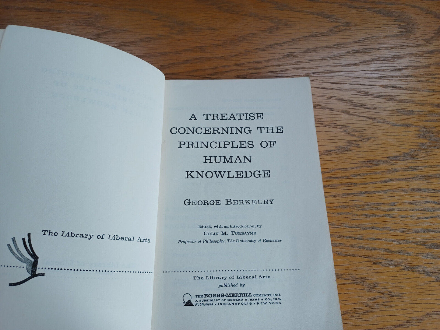 A Treatise Concerning the Principles of Human Knowledge George Berkeley 1957 Bob