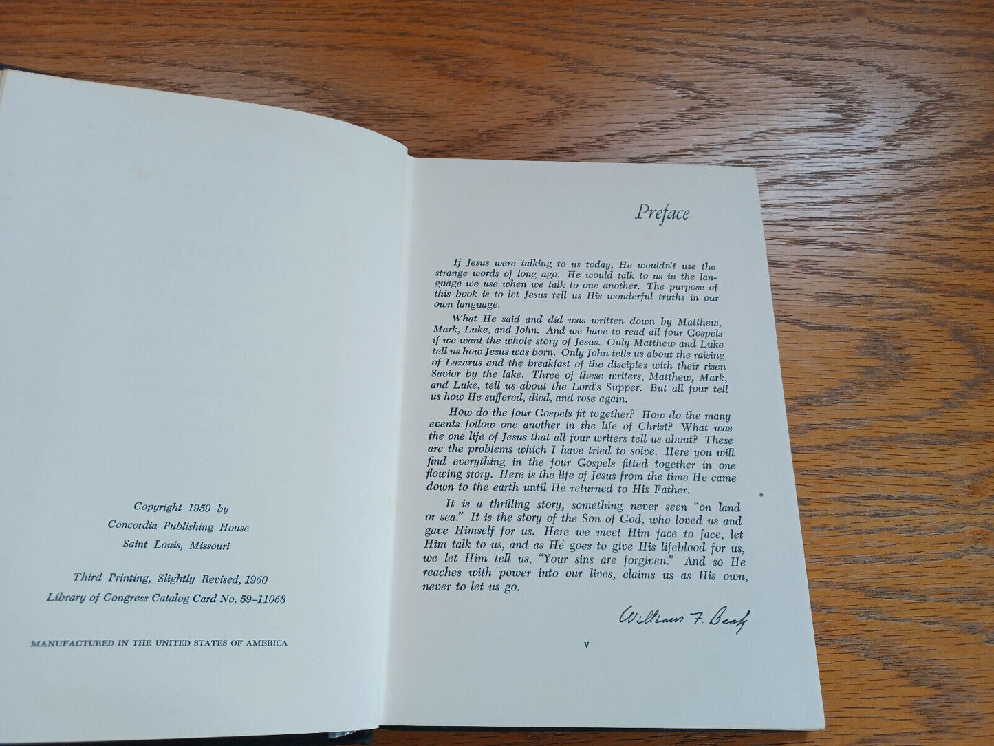 The Christ of the Gospels William F Beck 1960 Hardcover Concordia
