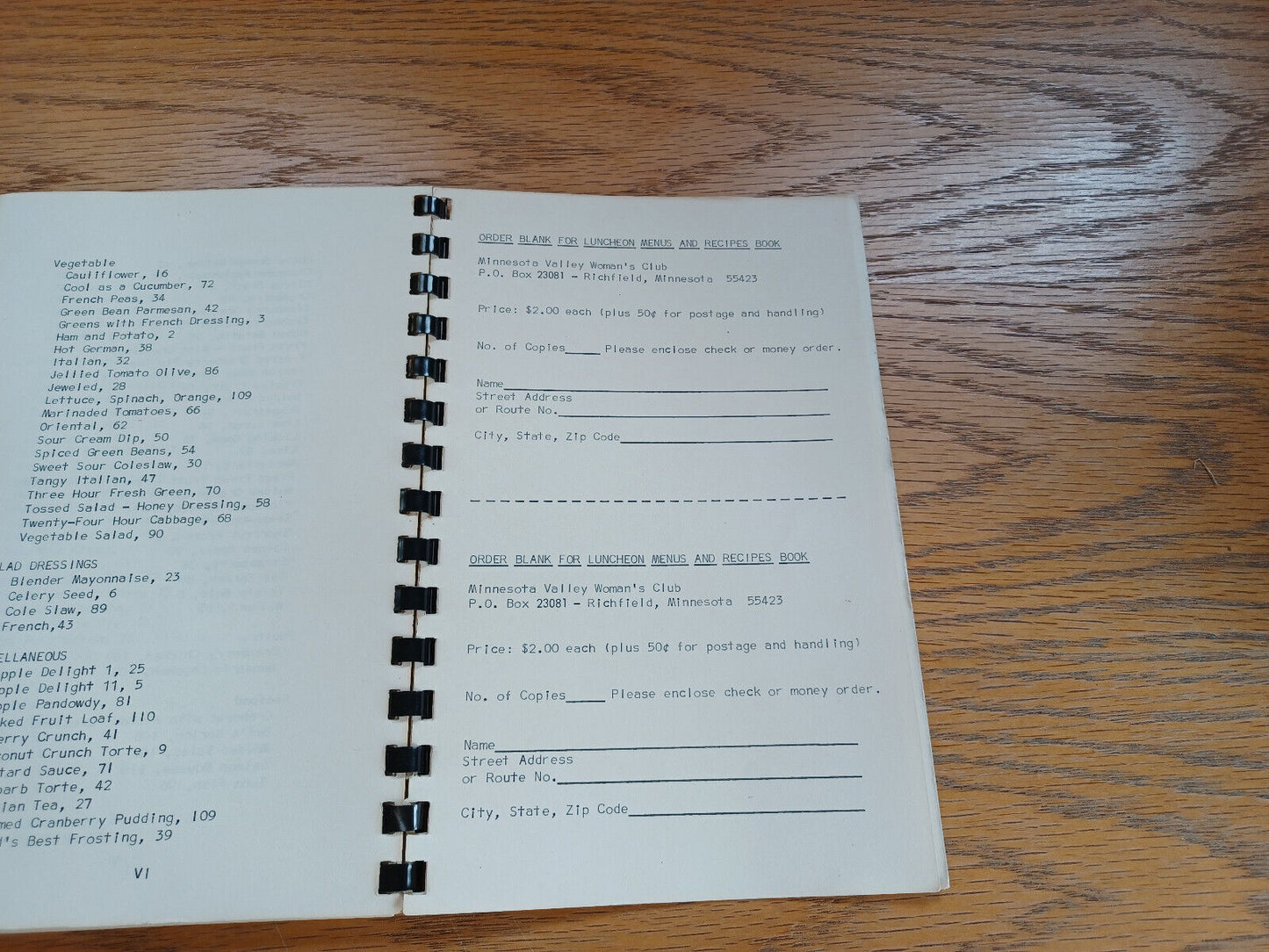 Luncheon Menus & Recipes Minnesota Valley Woman’s Club Cookbook