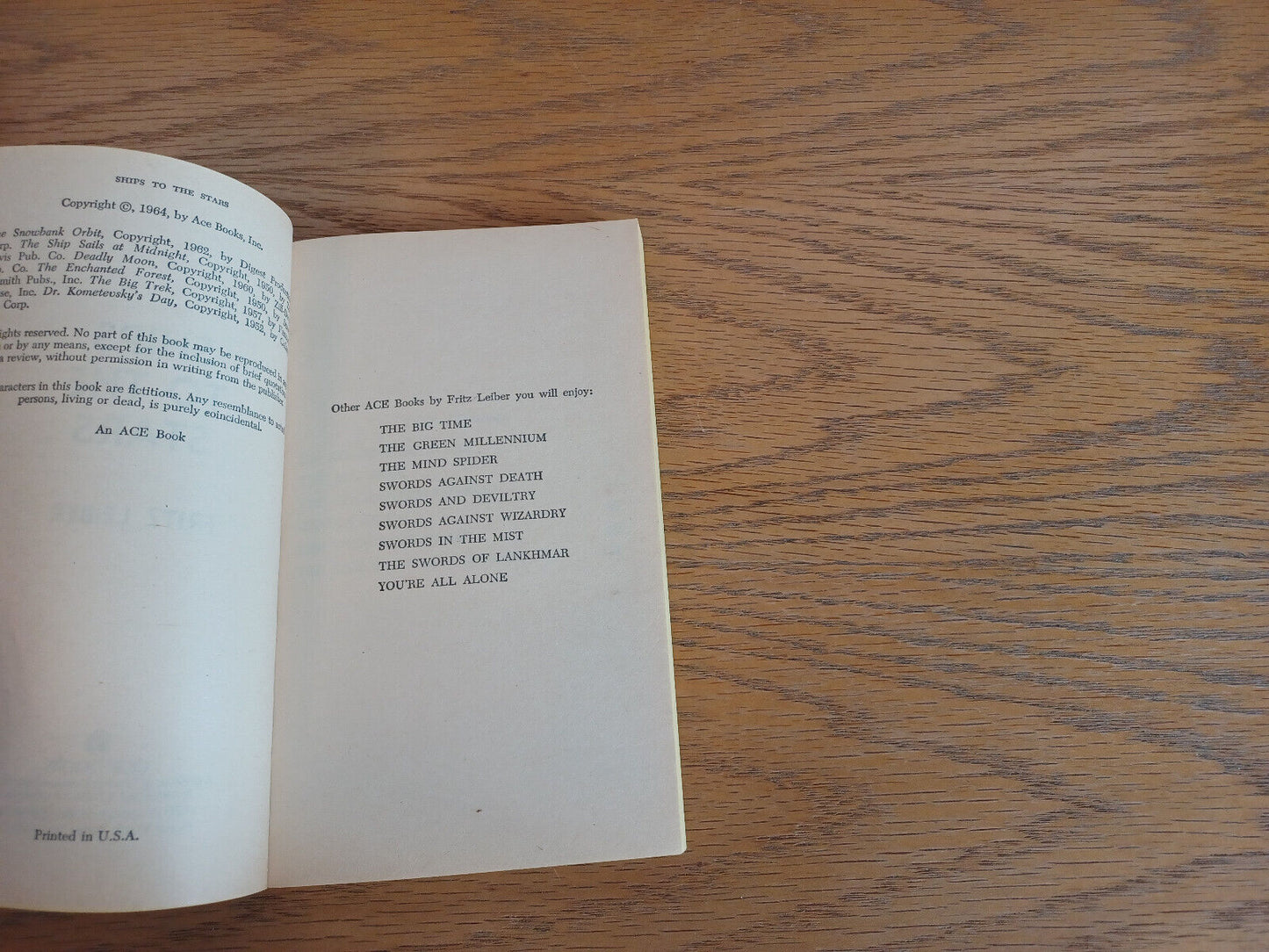 Ships to the Stars Fritz Leiber 1964 Ace Books Paperback