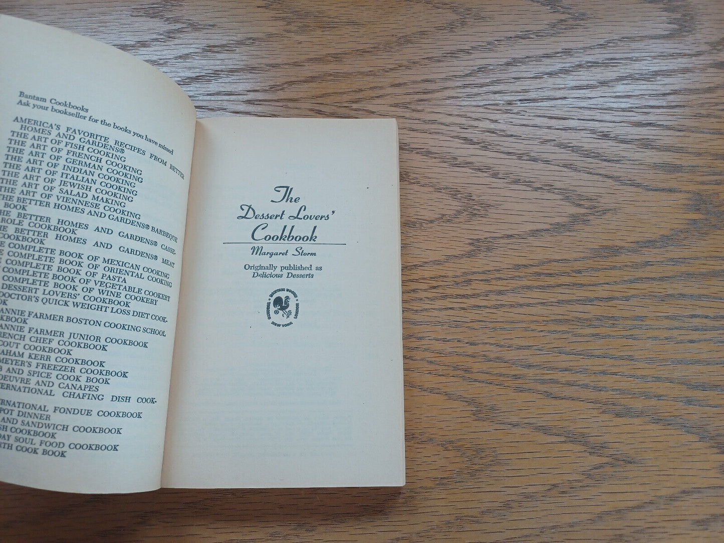 The Dessert Lovers’ Cookbook Margaret Storm 1973 Bantam Books Paperback