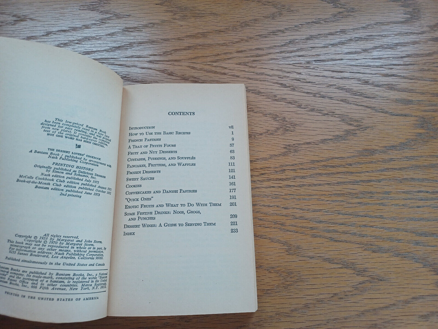 The Dessert Lovers’ Cookbook Margaret Storm 1973 Bantam Books Paperback