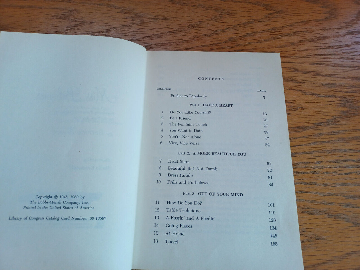 Miss Behavior Bernice Bryant 1960 Hardcover Dust Jacket Bobbs-Merrill