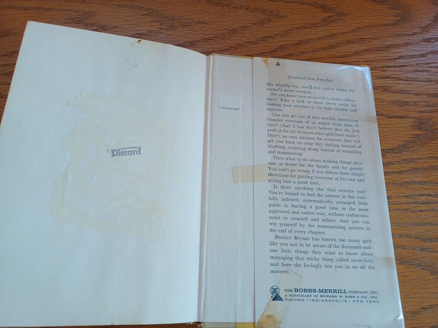 Miss Behavior Bernice Bryant 1960 Hardcover Dust Jacket Bobbs-Merrill