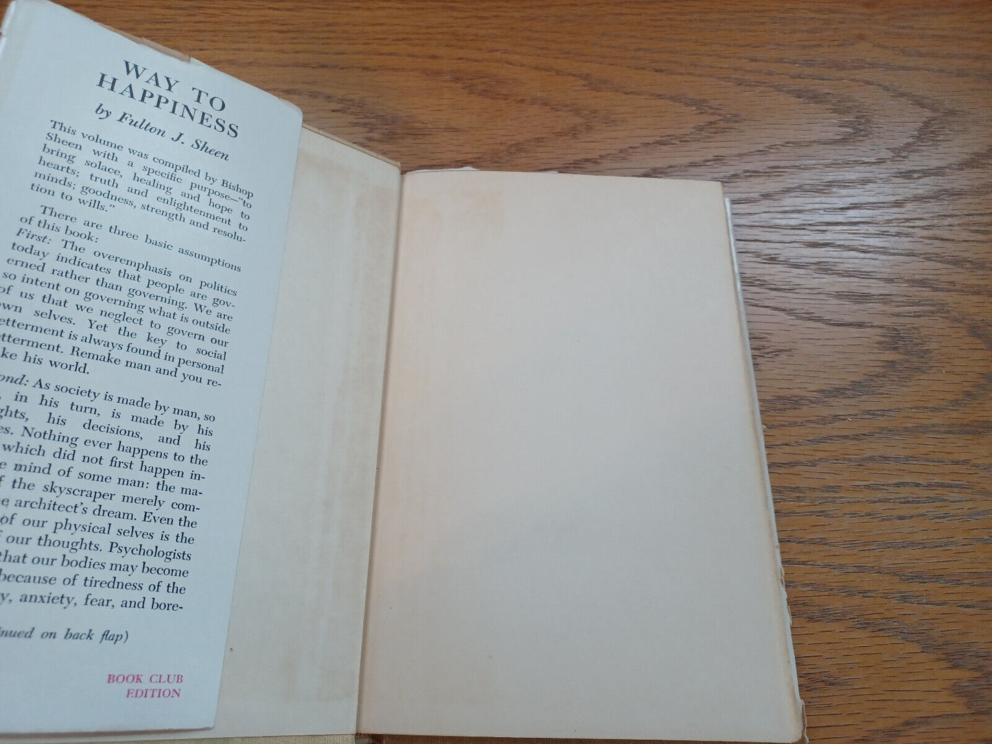 Way To Happiness By Reverend Fulton Sheen 1954 Dust Jacket