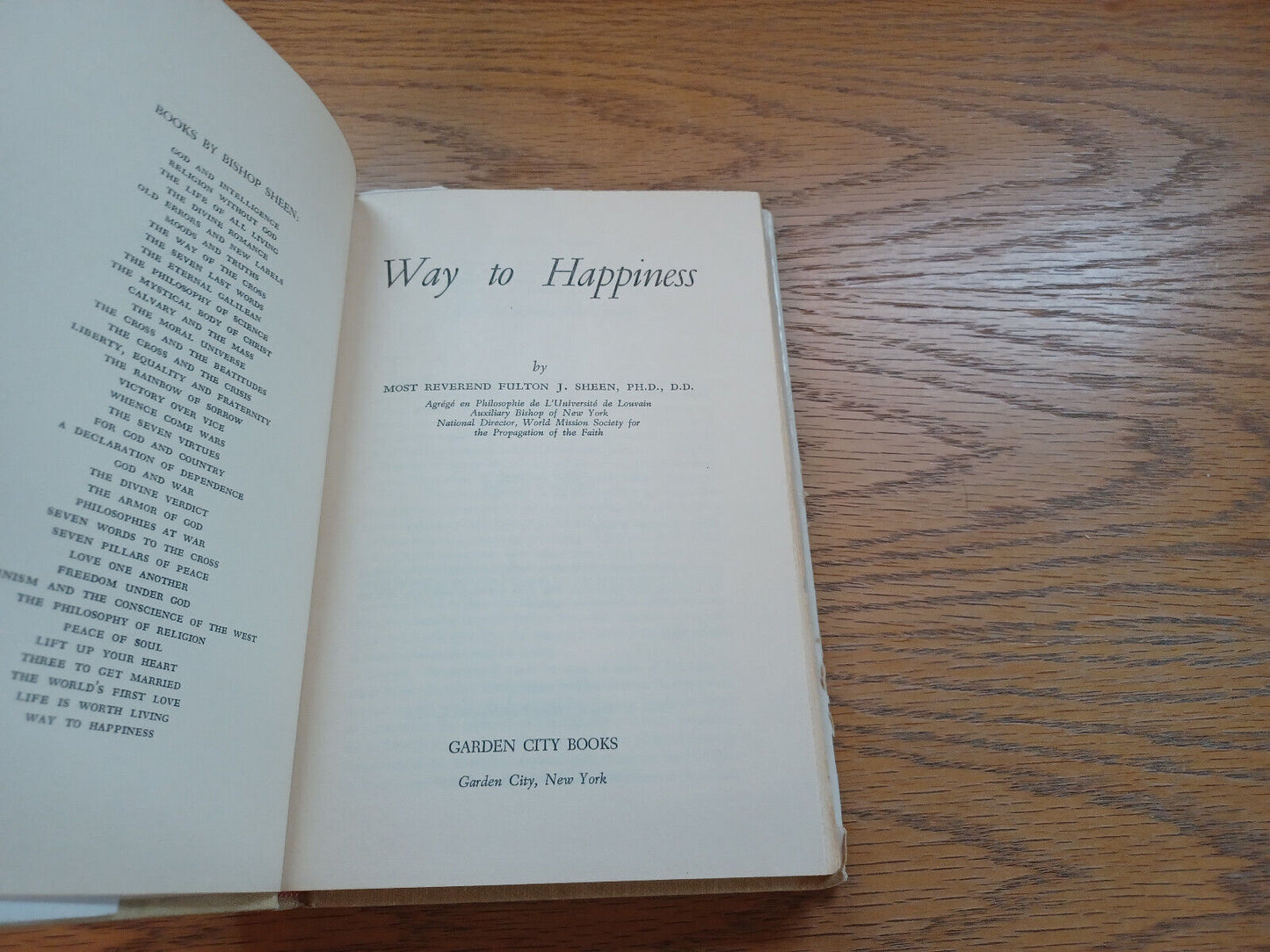 Way To Happiness By Reverend Fulton Sheen 1954 Dust Jacket