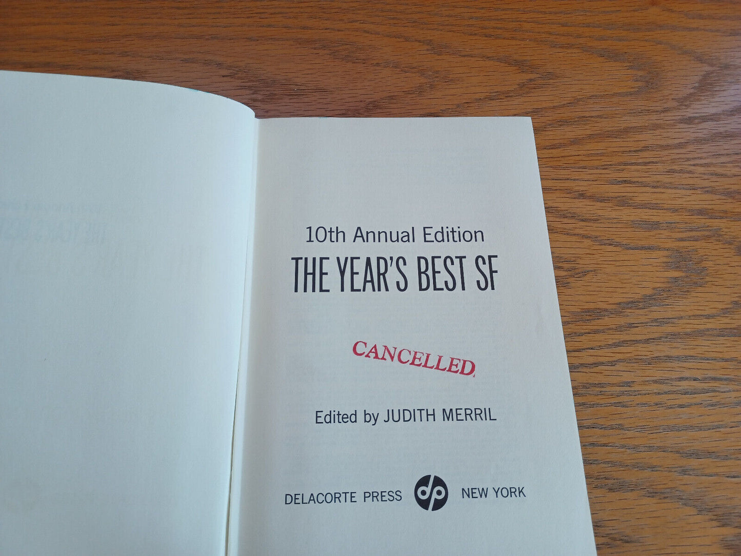 10th Annual Edition the Year’s Best SF 1965 1st Ed Judith Merril Delacorte Press