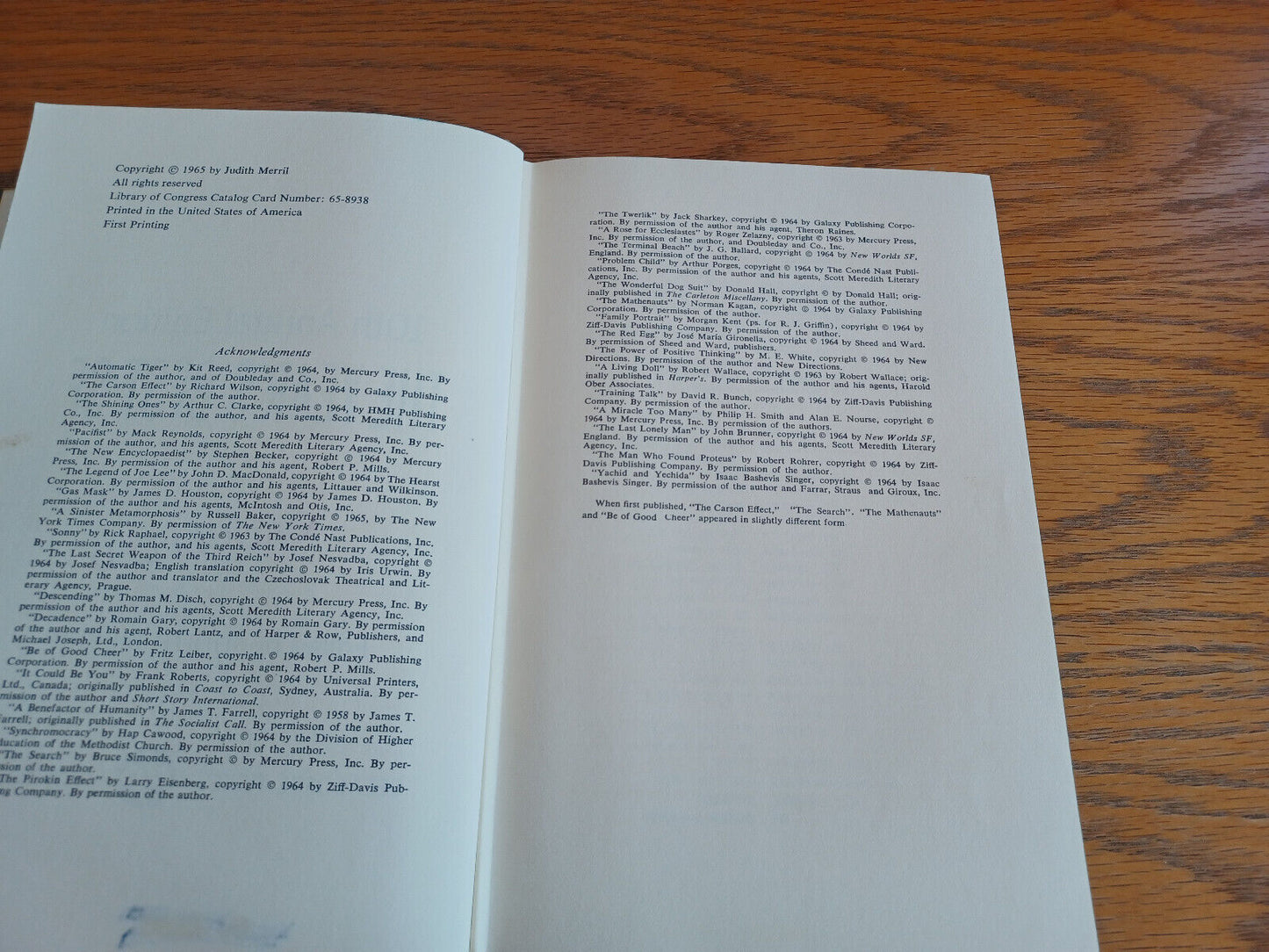 10th Annual Edition the Year’s Best SF 1965 1st Ed Judith Merril Delacorte Press