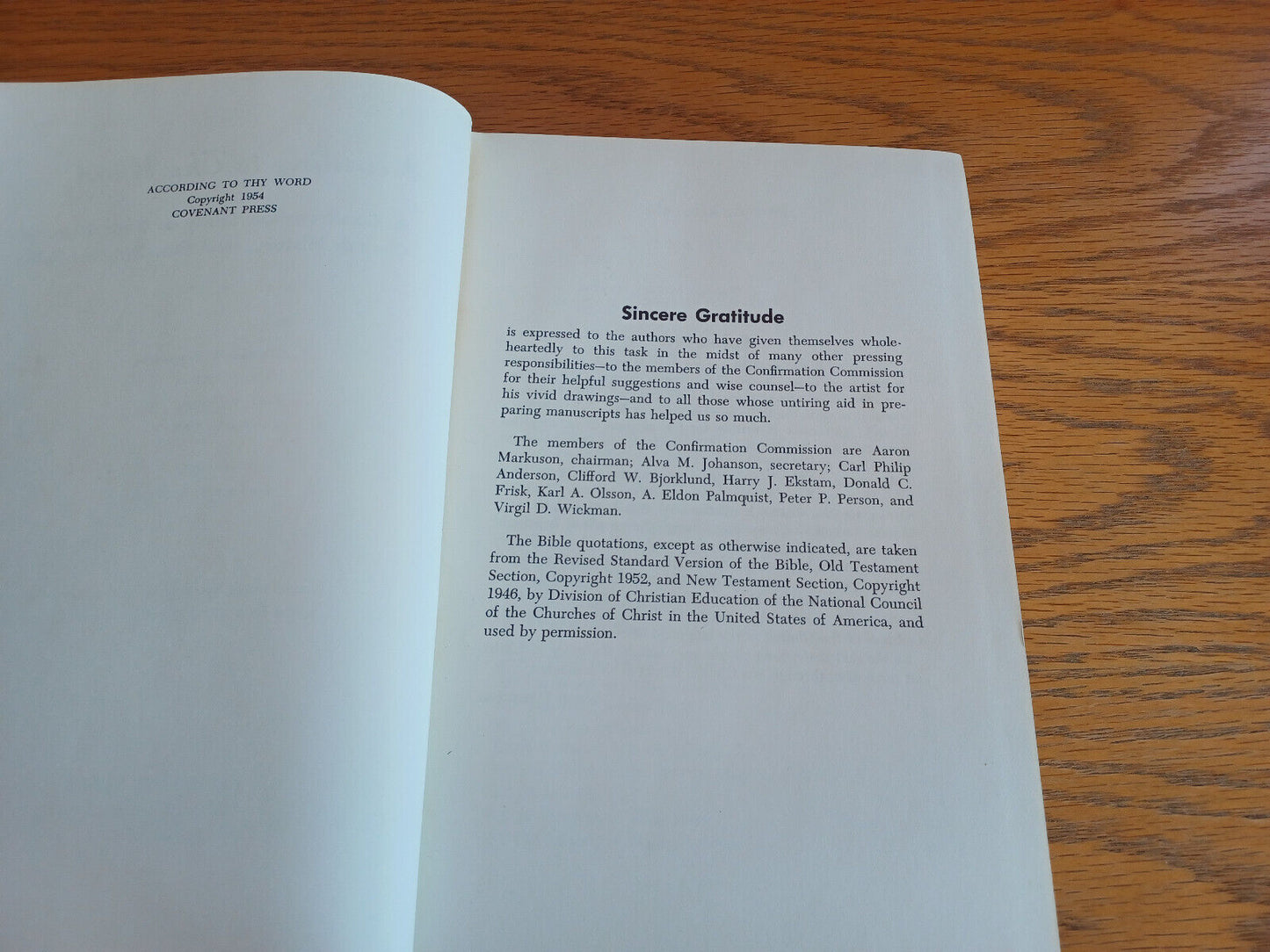 According to Thy Word 1954 Hardcover Covenant Press Clifford W Bjorklund