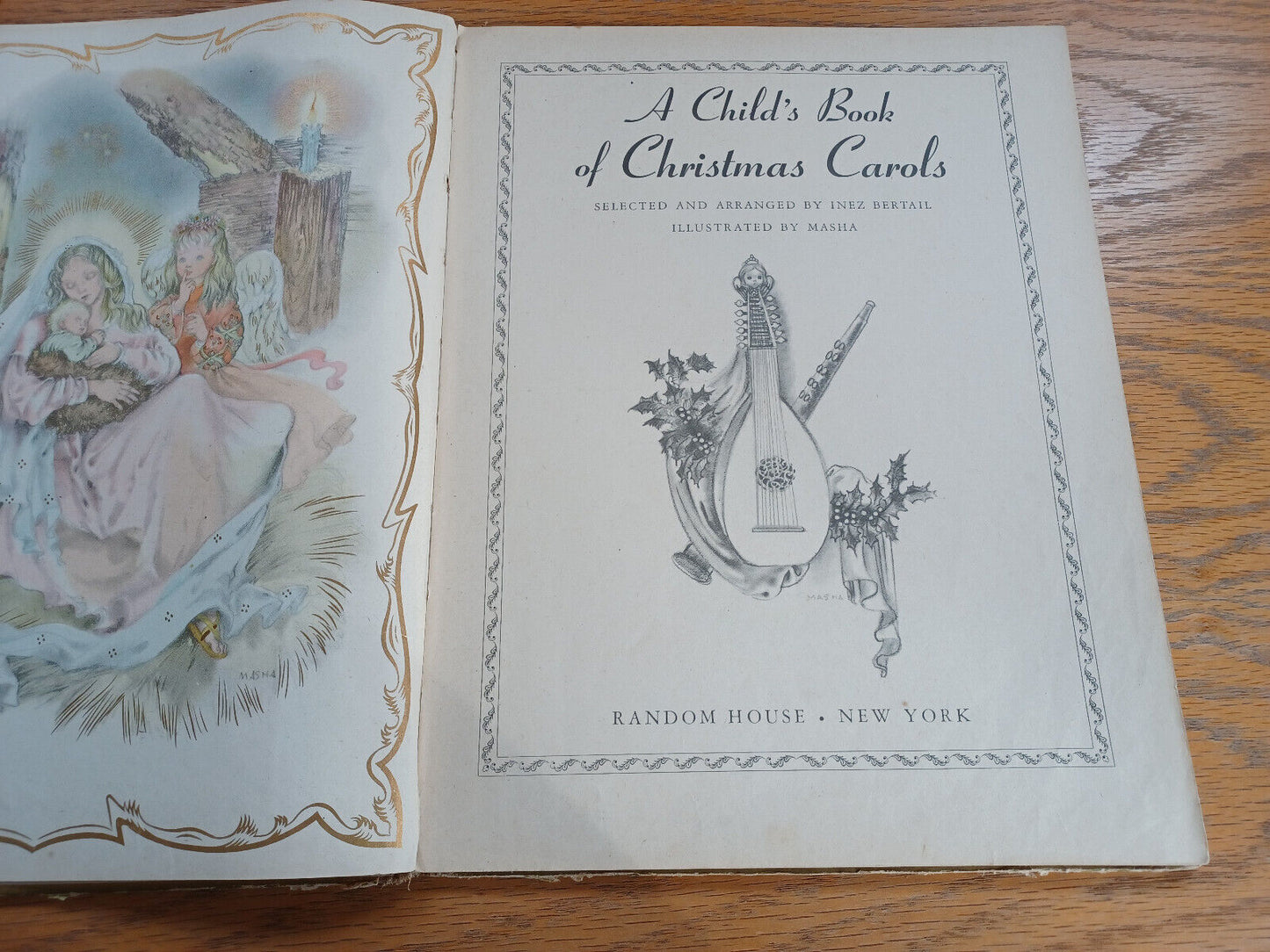 A Child’s Book of Christmas Carols Inez Bertail 1942 Hardcover Random House