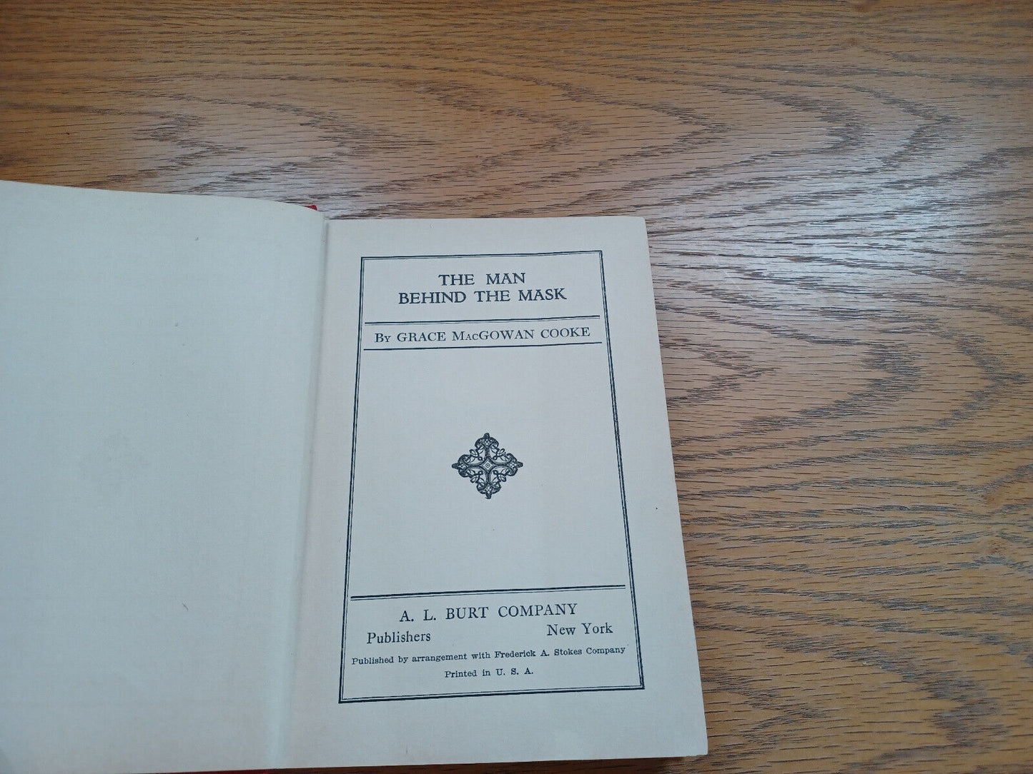 The Man Behind The Mask By Grace Cooke 1927