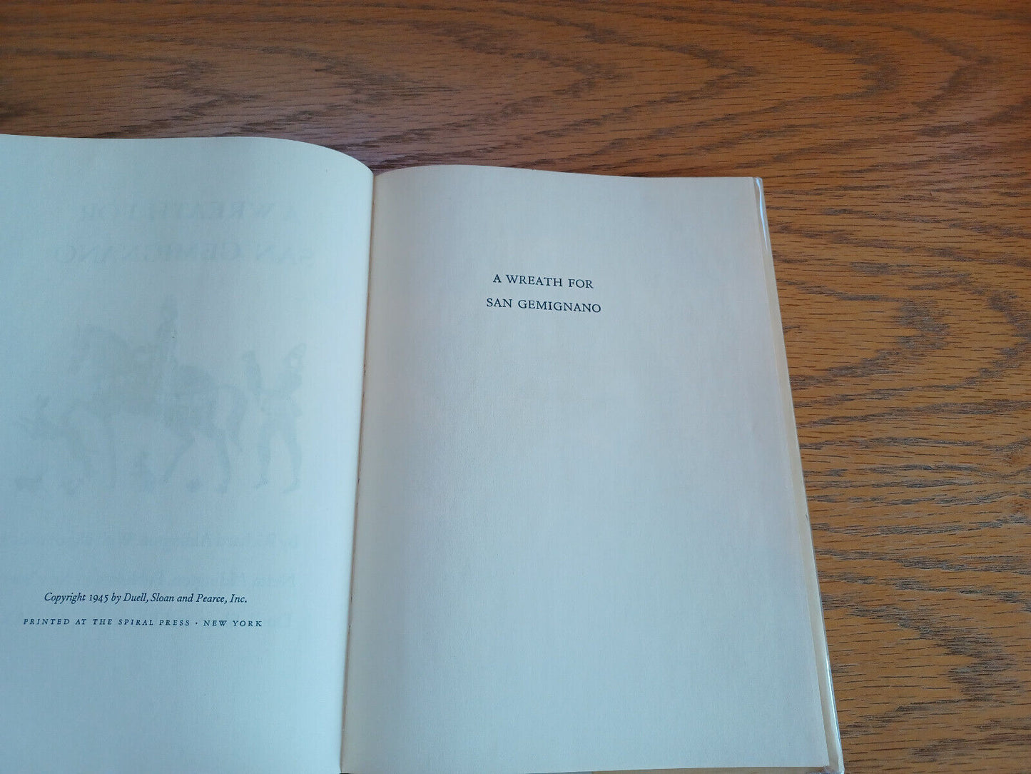 A Wreath for San Gemignano Richard Aldington 1945 Duell Sloan and Pearce