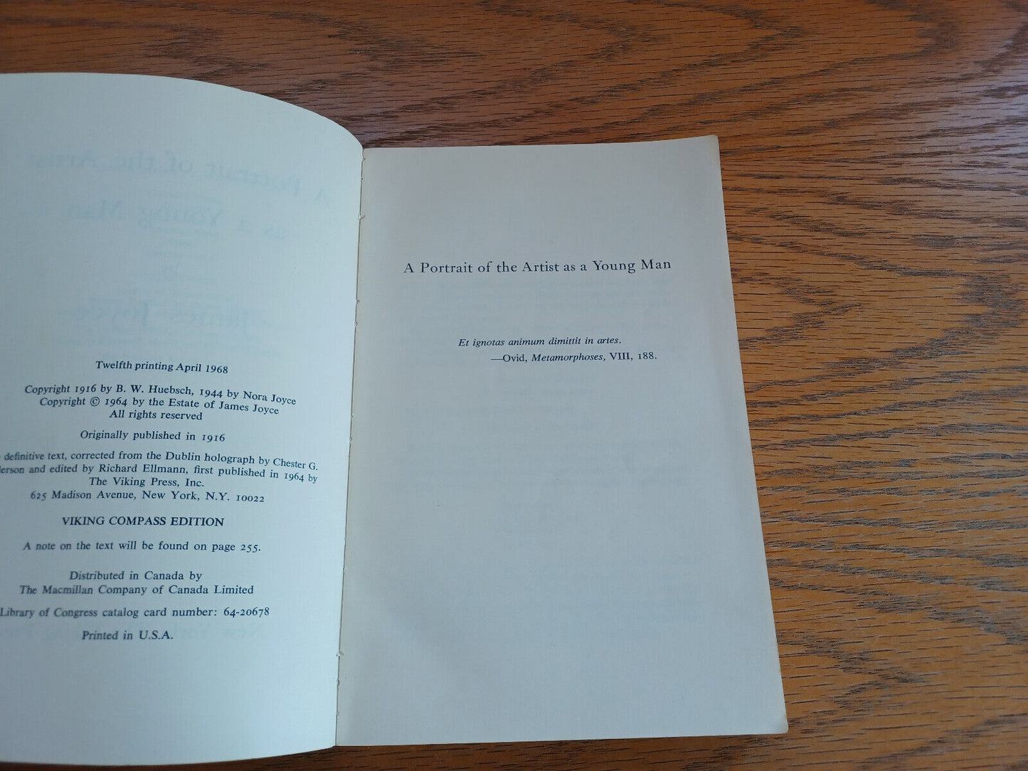 A Portrait of the Artist as a Young Man James Joyce 1968 Paperback Viking Press