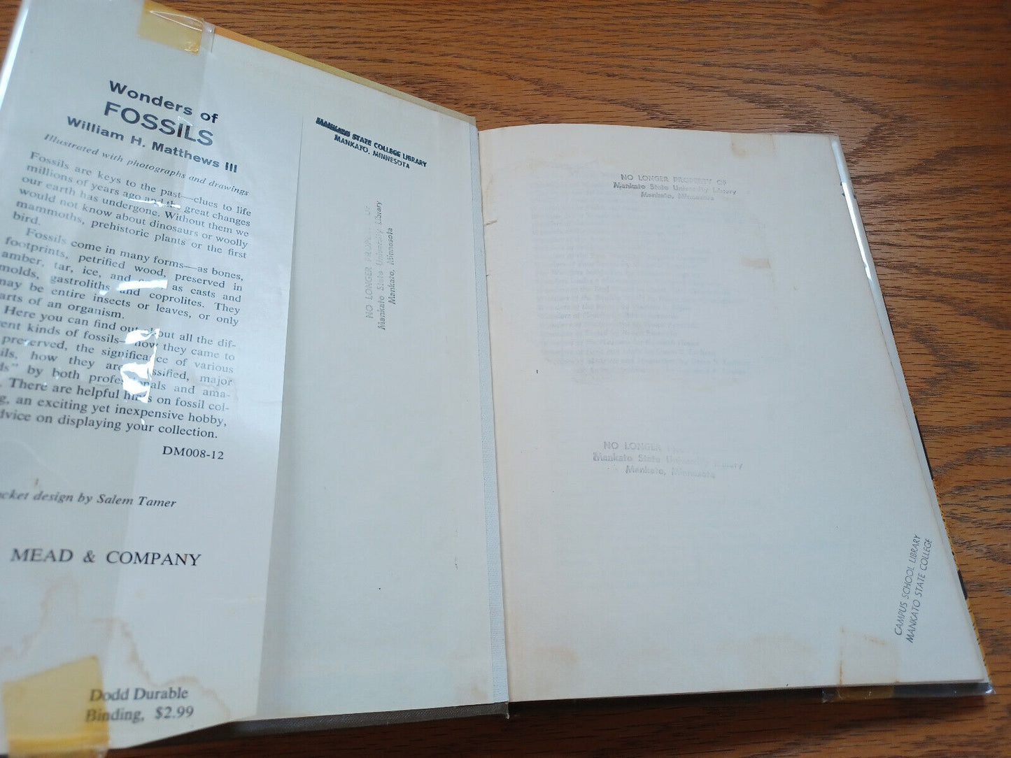 Wonders Of Fossils By William Matthew Iii 1968 Dust Jacket