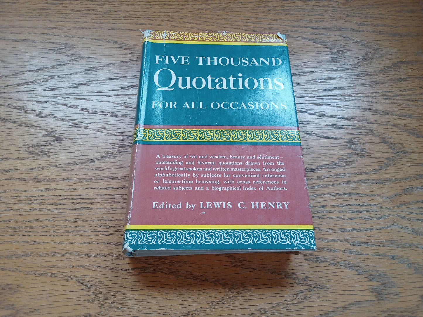Five Thousand Quotations For All Occasions By Lewis Henry 1952 Dust Jacket