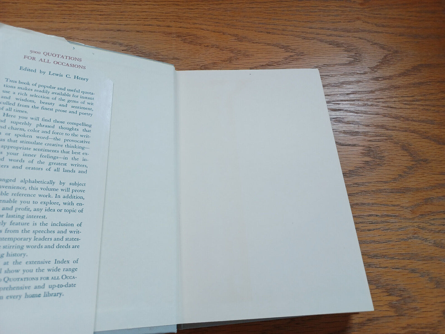 Five Thousand Quotations For All Occasions By Lewis Henry 1952 Dust Jacket
