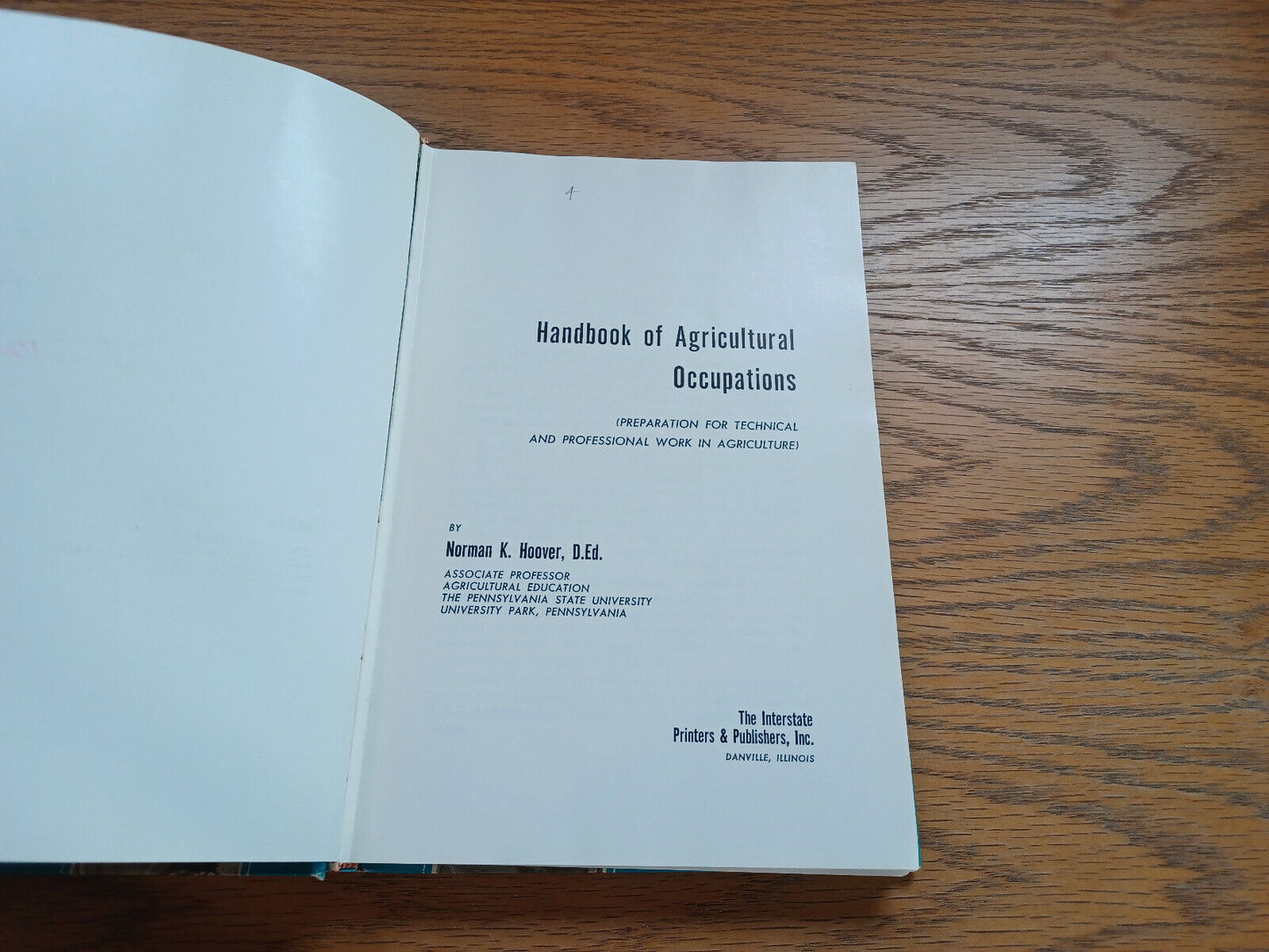 Handbook Of Agricultural Occupations By Norman Hoover 1964