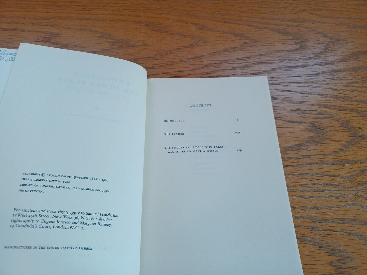 Rhinoceros By Ionesco 1960