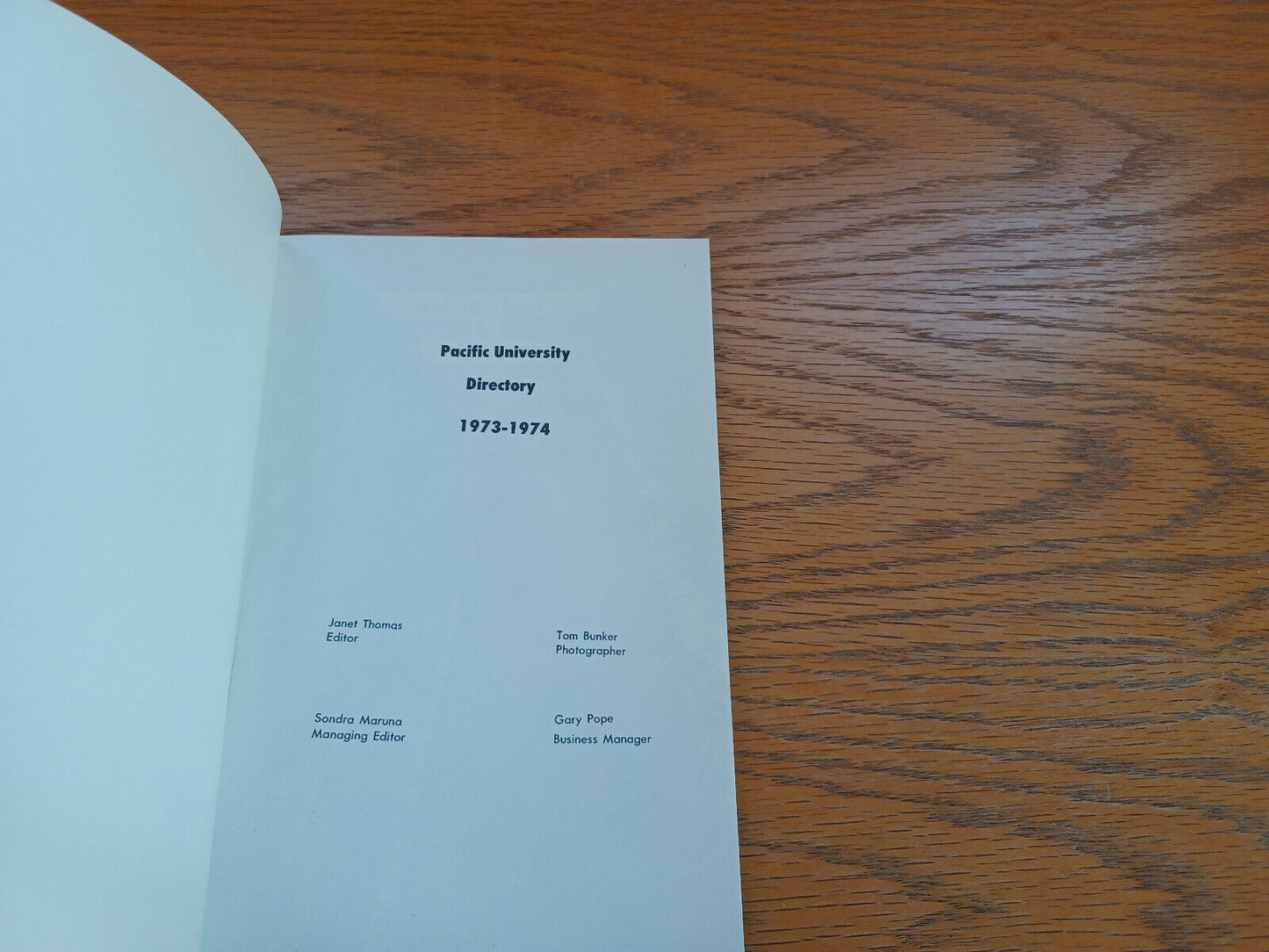 Pacific University 1973 1974 Directory