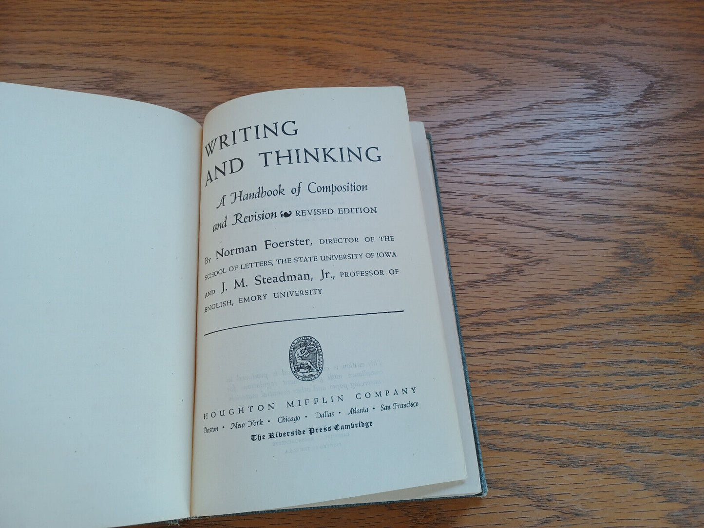 Writing And Thinking By Norman Foerster 1941