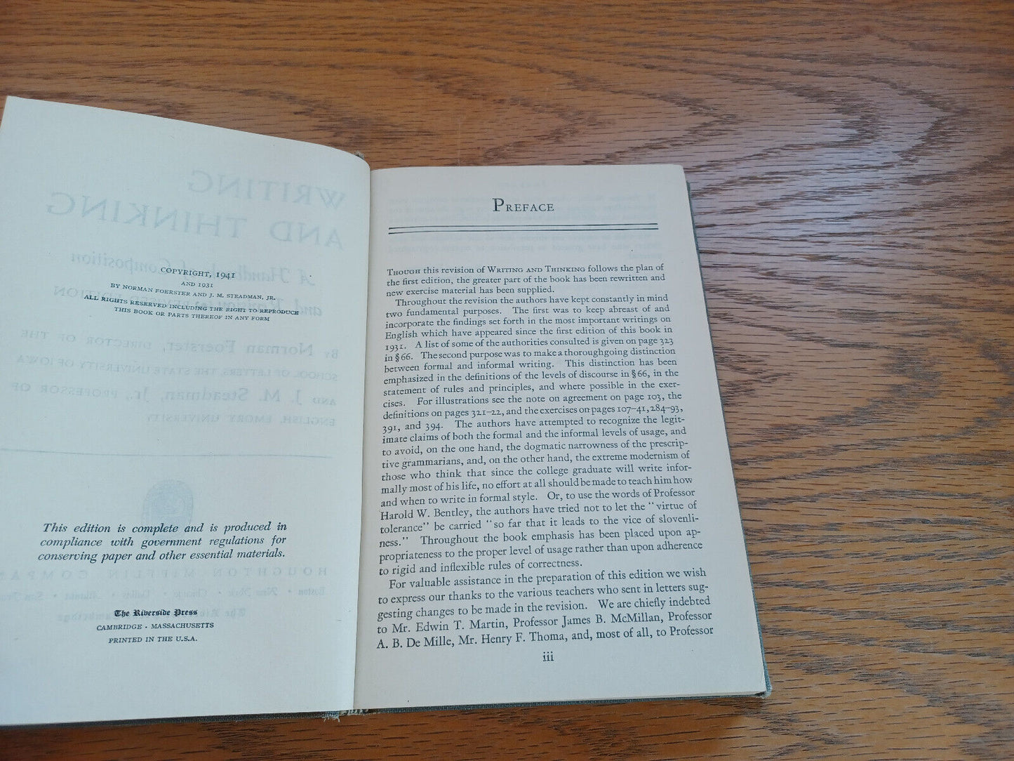 Writing And Thinking By Norman Foerster 1941