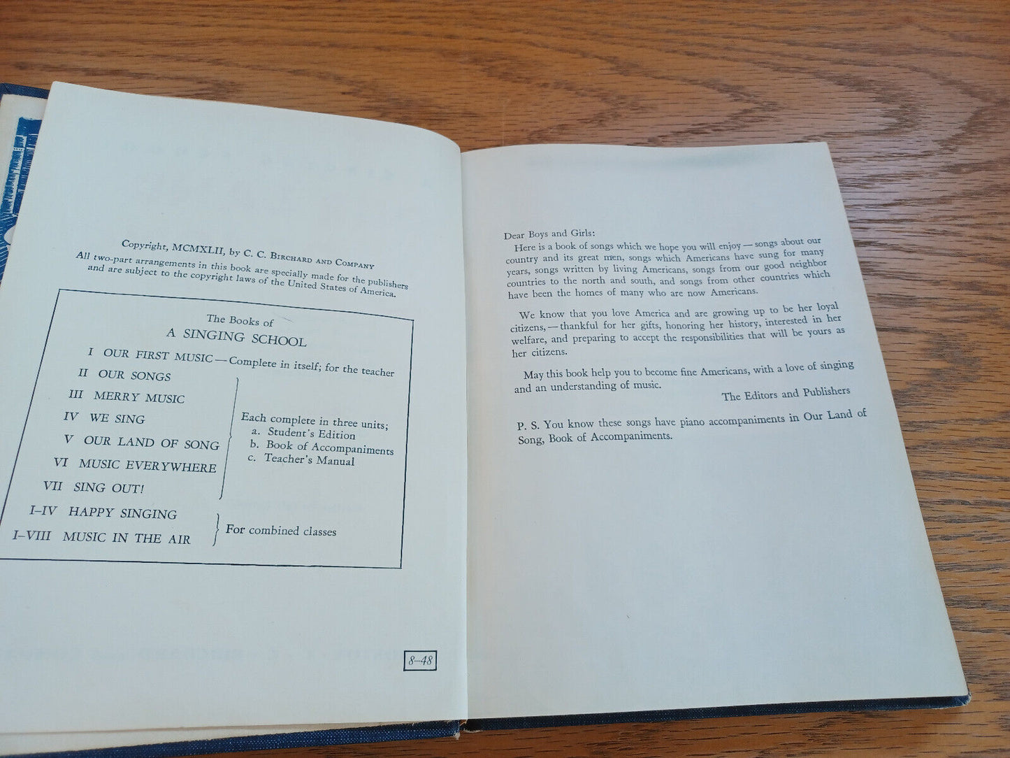 A Singing School Our Land Of Song By Theresa Armitage 1942