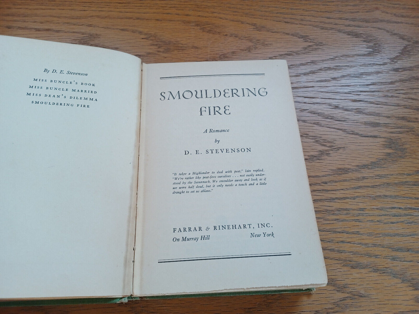 Smoldering Fire By D E Stevenson 1938