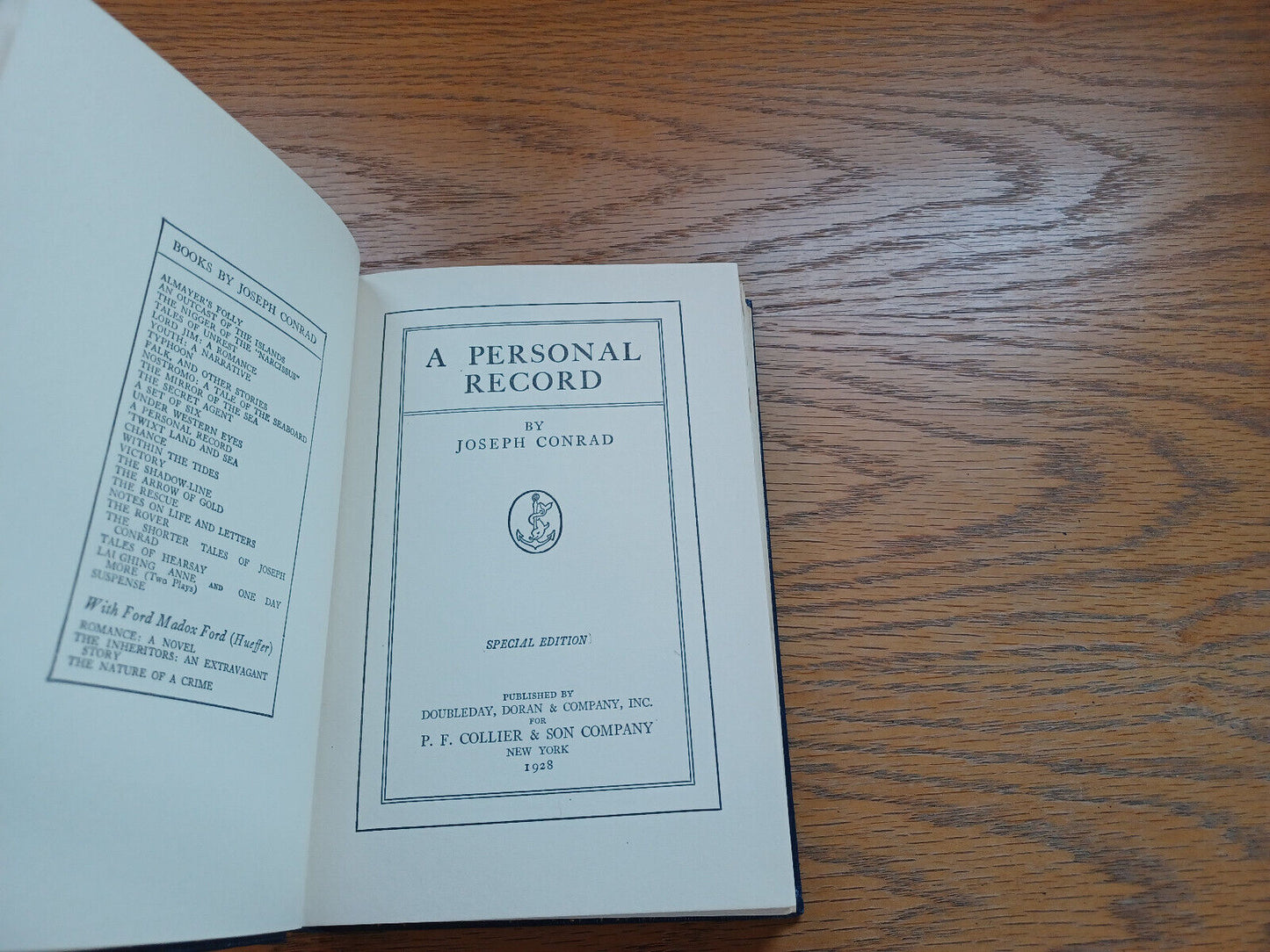 A Personal Record By Joseph Conrad 1928