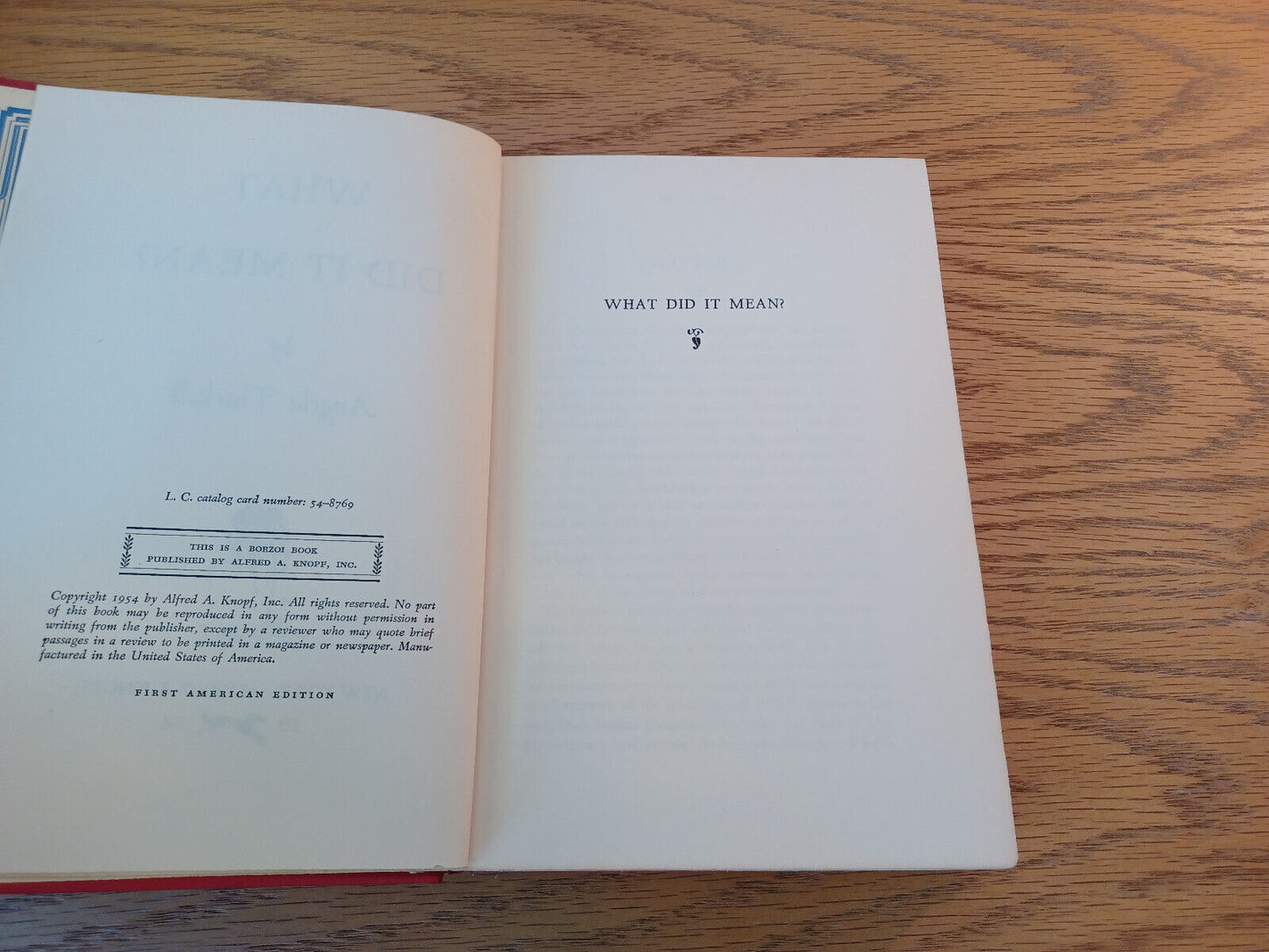 What Did It Mean Angela Thirkell 1954 Hardcover 1st American Edition Alfred A Kn