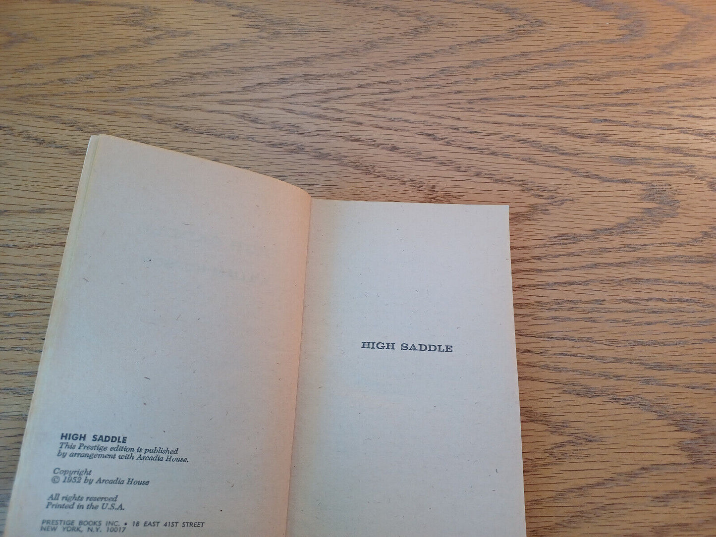High Saddle William Hopson 1952 Paperback Prestige Books