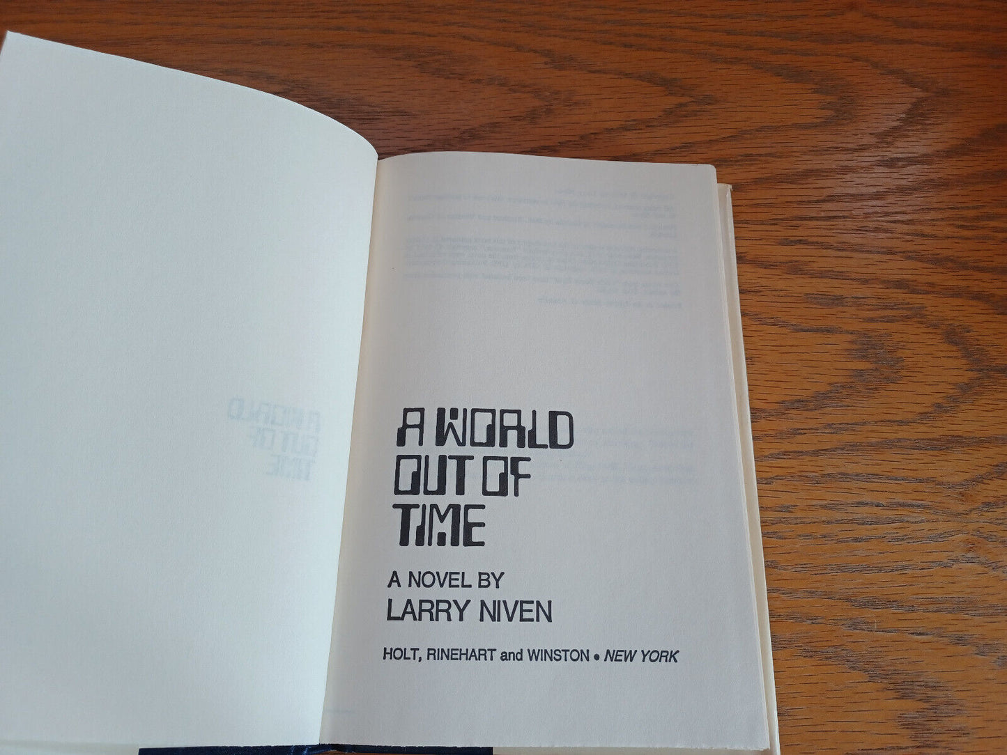 A World Out of Time Larry Niven 1976 Book Club Edition Holt Rinehart and Winston